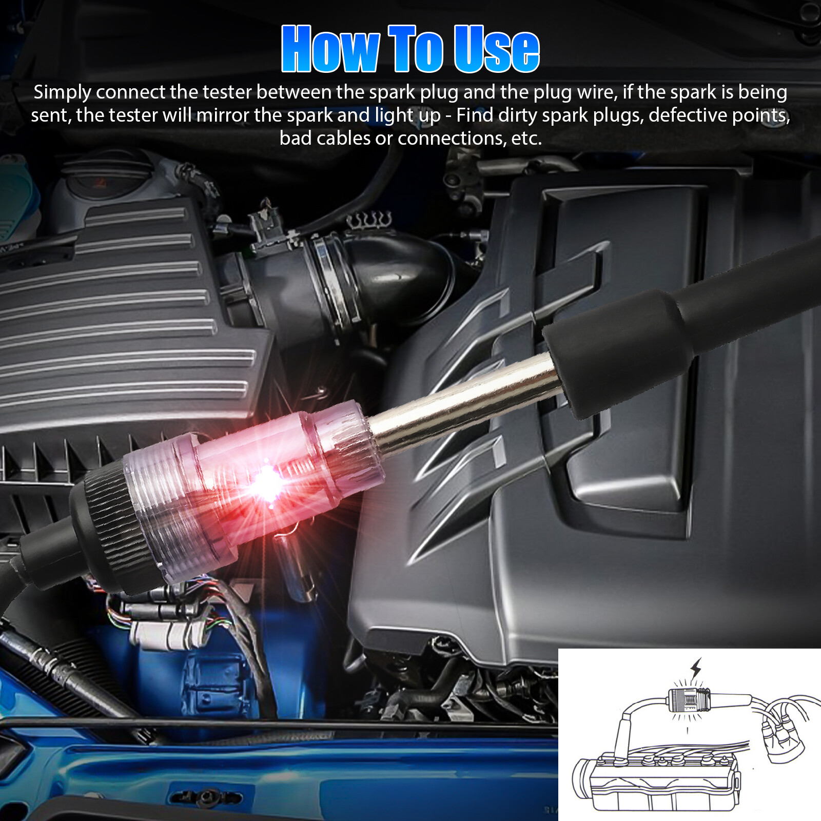 Spark Plug Tester Ignition System Coil Engine In Line Auto Diagnostic Test Tools