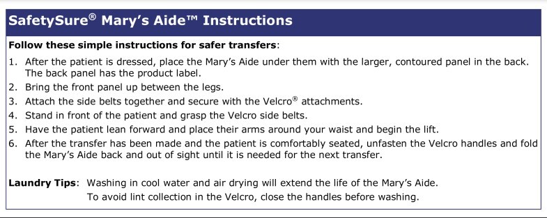 SafetySure Mary's Aide Transfer Sling