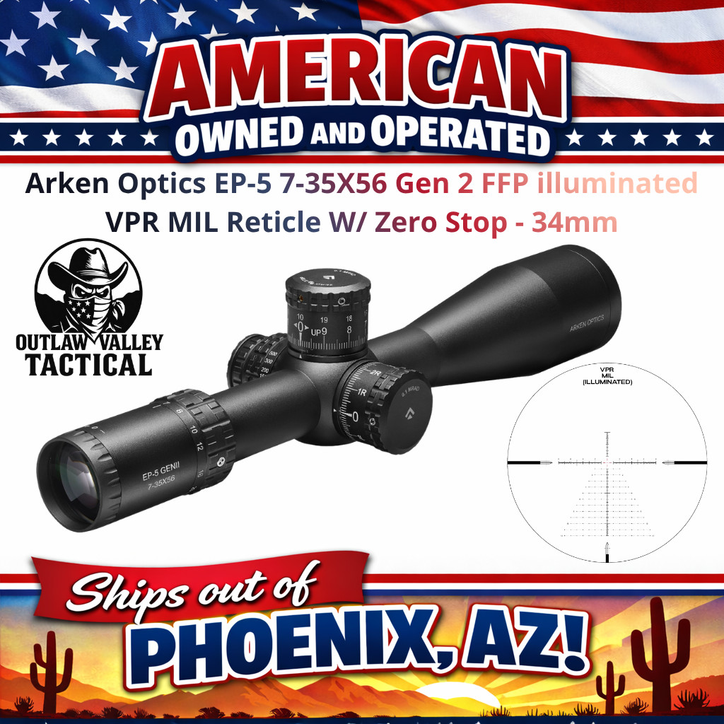 Arken Optics EP-5 7-35X56 Gen 2 FFP illumi VPR MIL Reticle with Zero Stop - 34mm