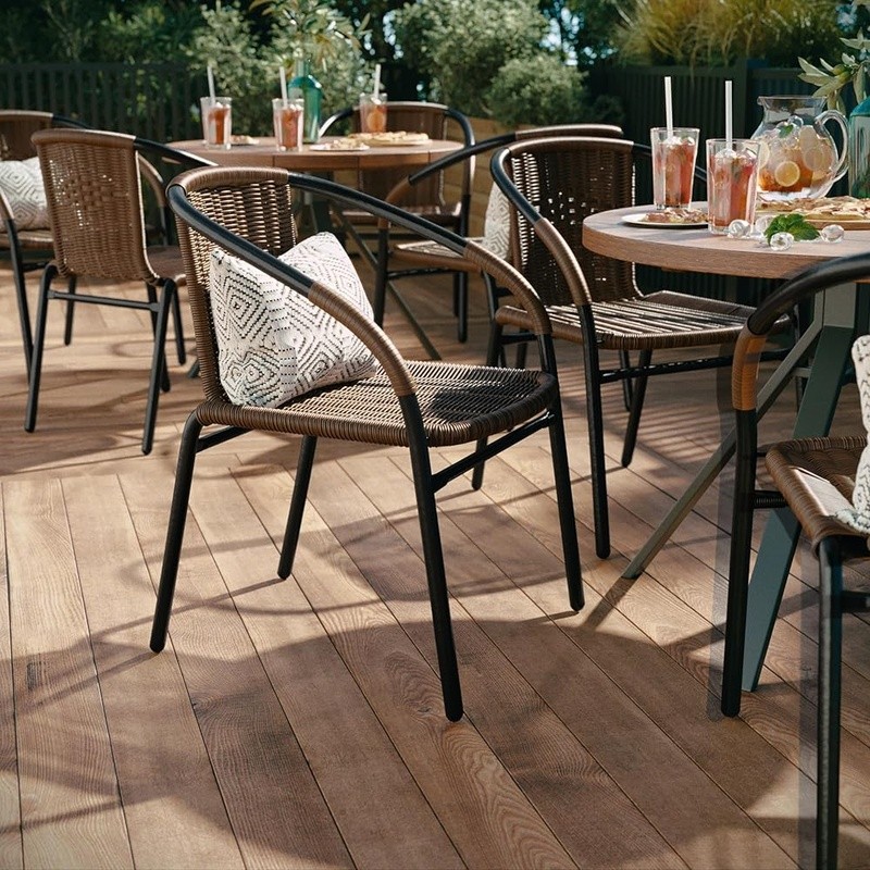 Set of 2 Rattan Chair Indoor Outdoor Ergonomic Stackable Dining Chairs