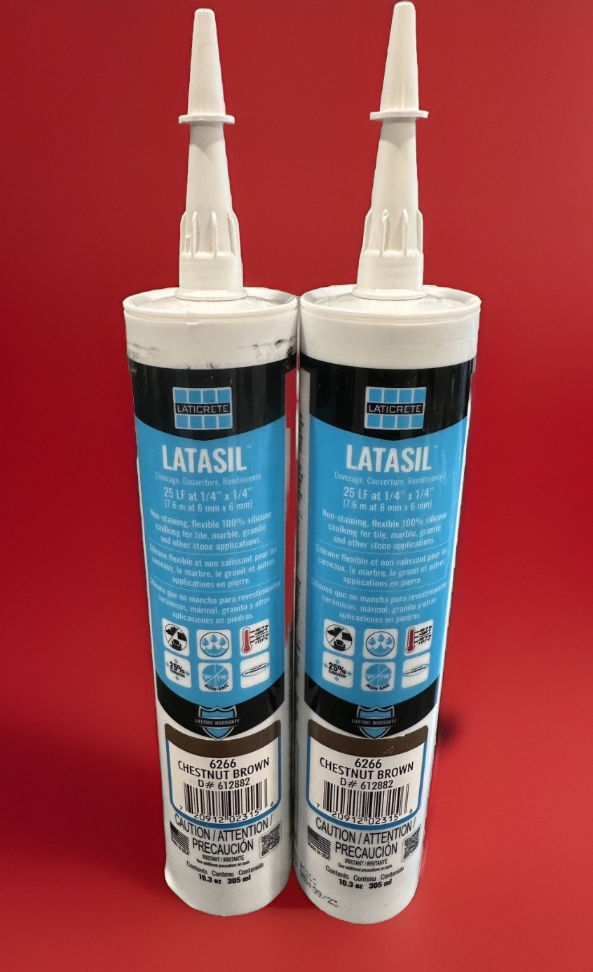 LOT OF 2 Laticrete Latasil Silicone Caulk Sealant CHESTNUT BROWN - EXP 09/2023