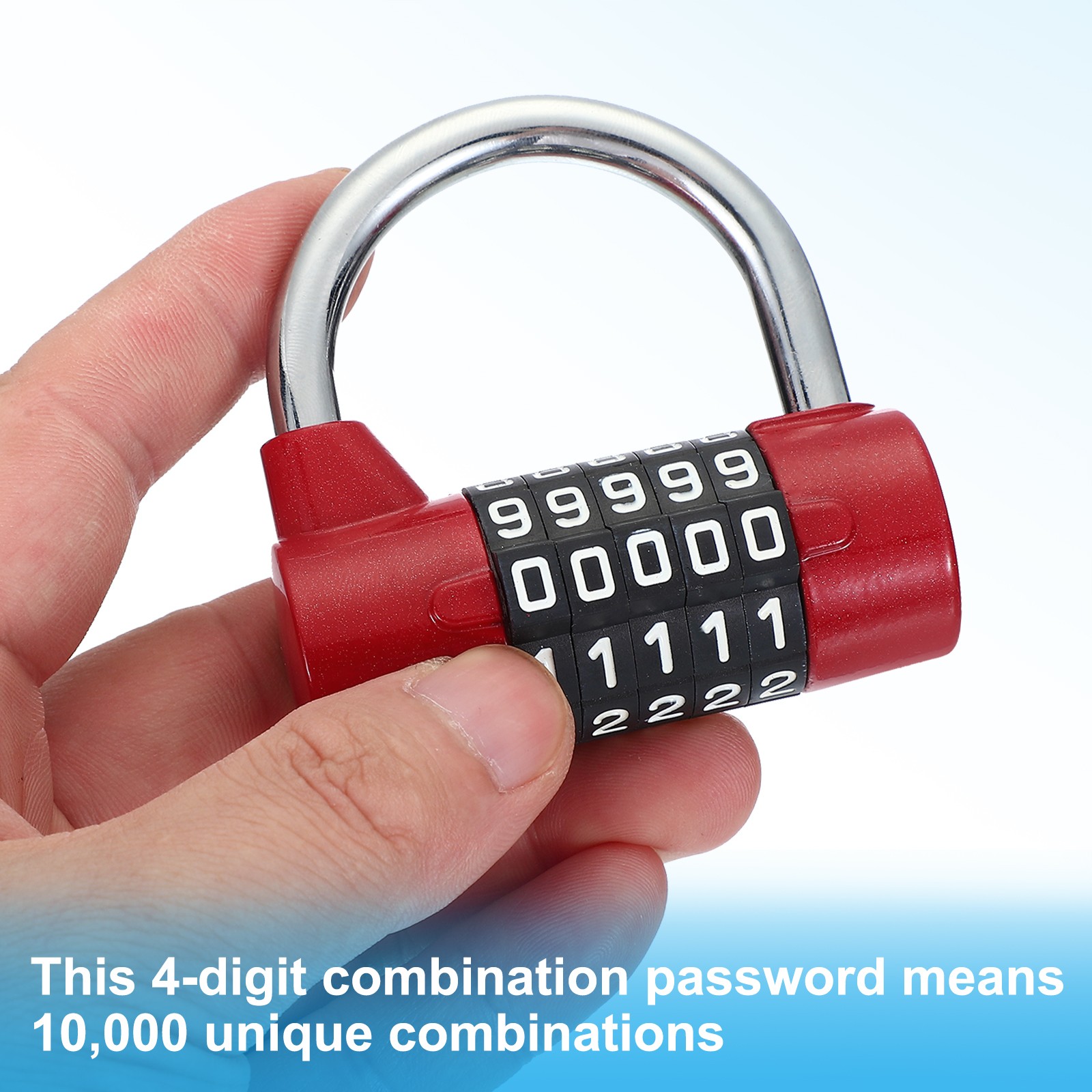 5 Digit Gym Combination Block, Red Galvanized Lock