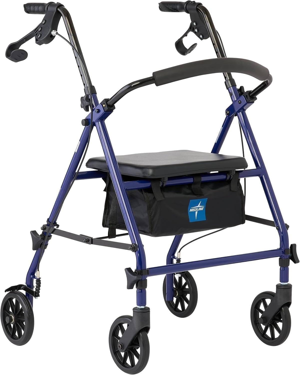 Medline Rollator Walker with Seat, Steel Rolling Walker with 6-inch Wheels