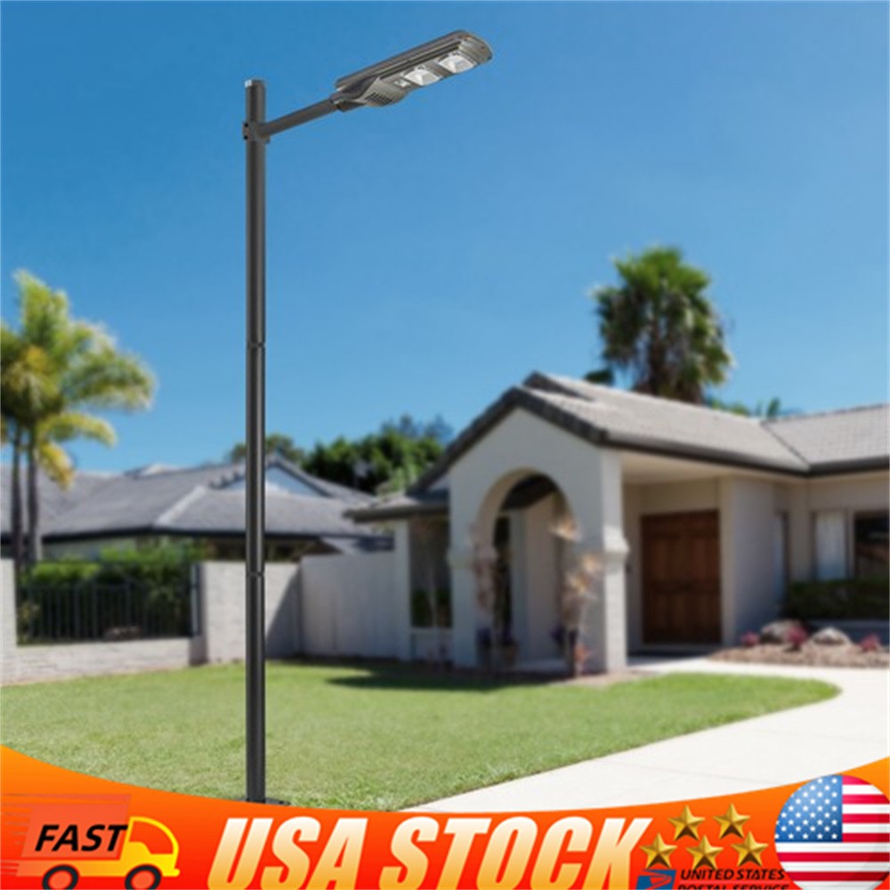 Outdoor Street Light Pole Courtyard Parking Lot Lighting Lamp Post W/Ground Cage