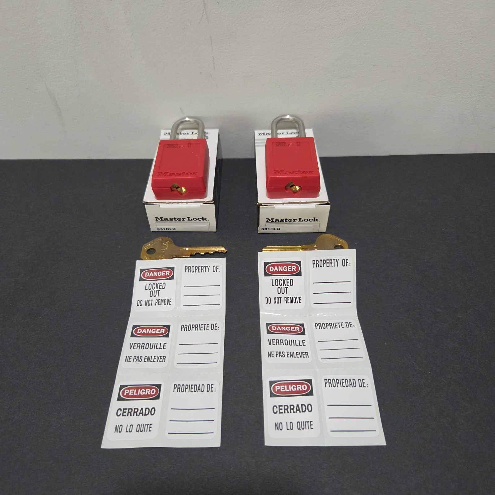 (2) Master Lock S31RED Safety Padlock