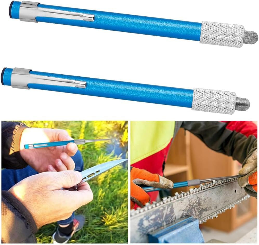 2Pcs Serrated Knife Sharpener, Retractable Diamond Sharpening Rod Multifunctiona