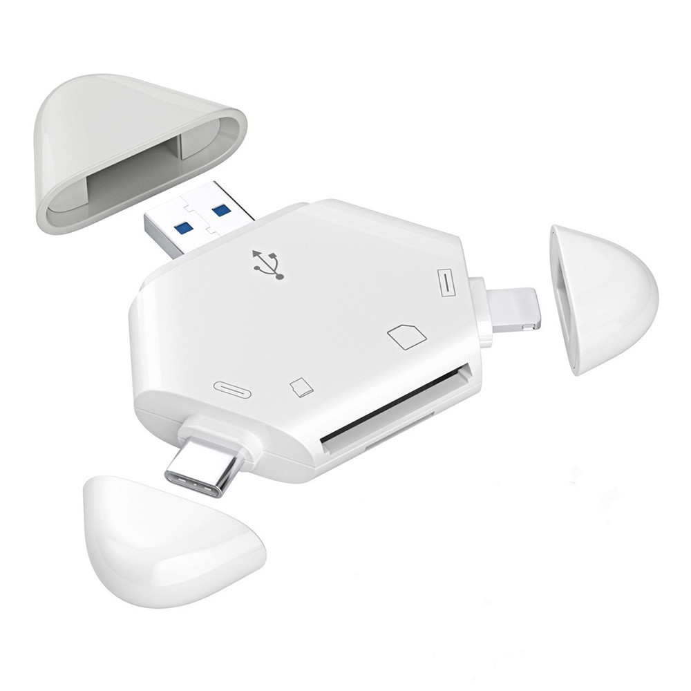 SD Card Reader 3-in-1 Memory Card Reader for iPhone/iPad, USB C & USB A Devices