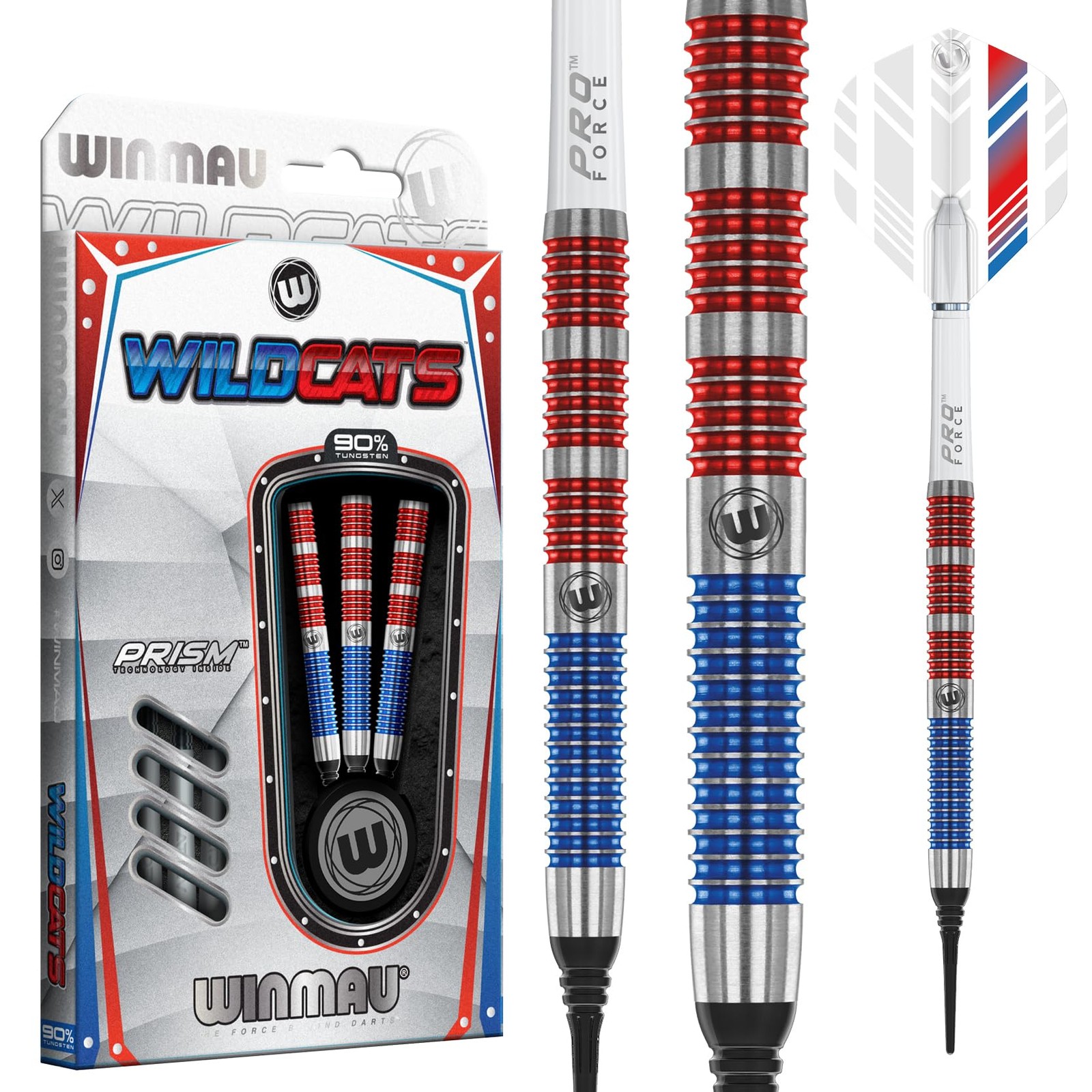 Winmau Wildcats Steel Tip Darts Set - 90 Tungsten Professional Darts For