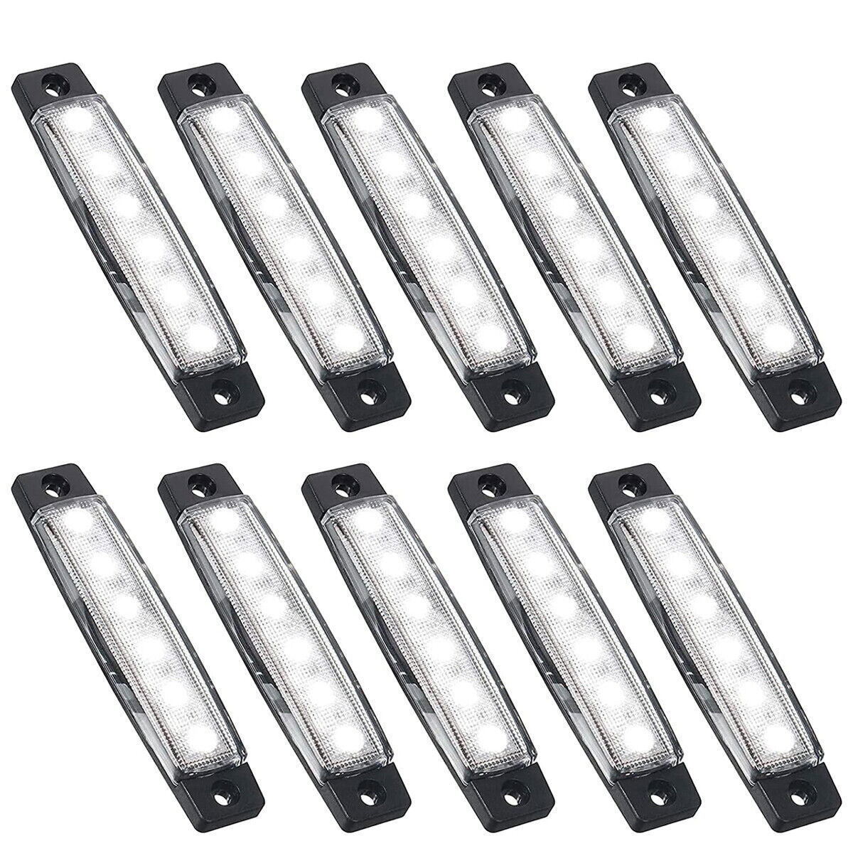 10x 4" White 12V Sealed Utility Strip Bar Courtesy Lights 6 LED RV Marine Boat