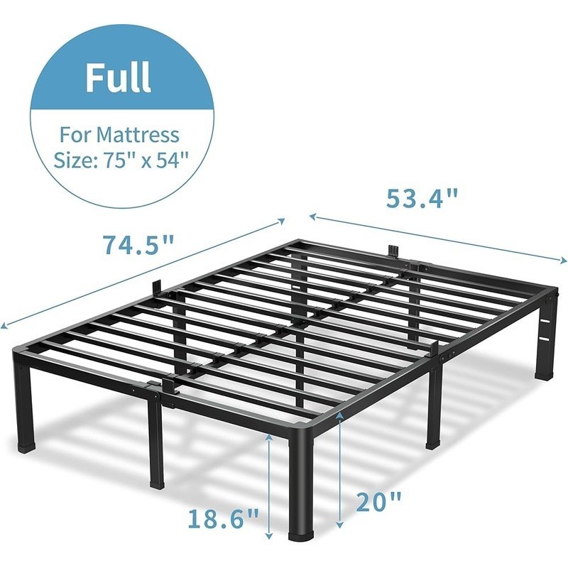 Durable Metal Bed Frame Sturdy Platform W/ Noise-Free Design Under Bed Storage