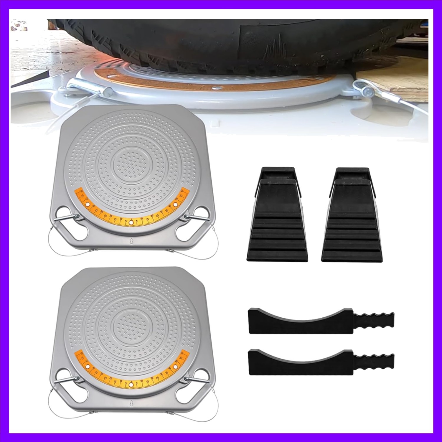 Wheel Alignment Turn Plates 4 Ton Capacity Pair Brass Dial 1° Increments 60° ...