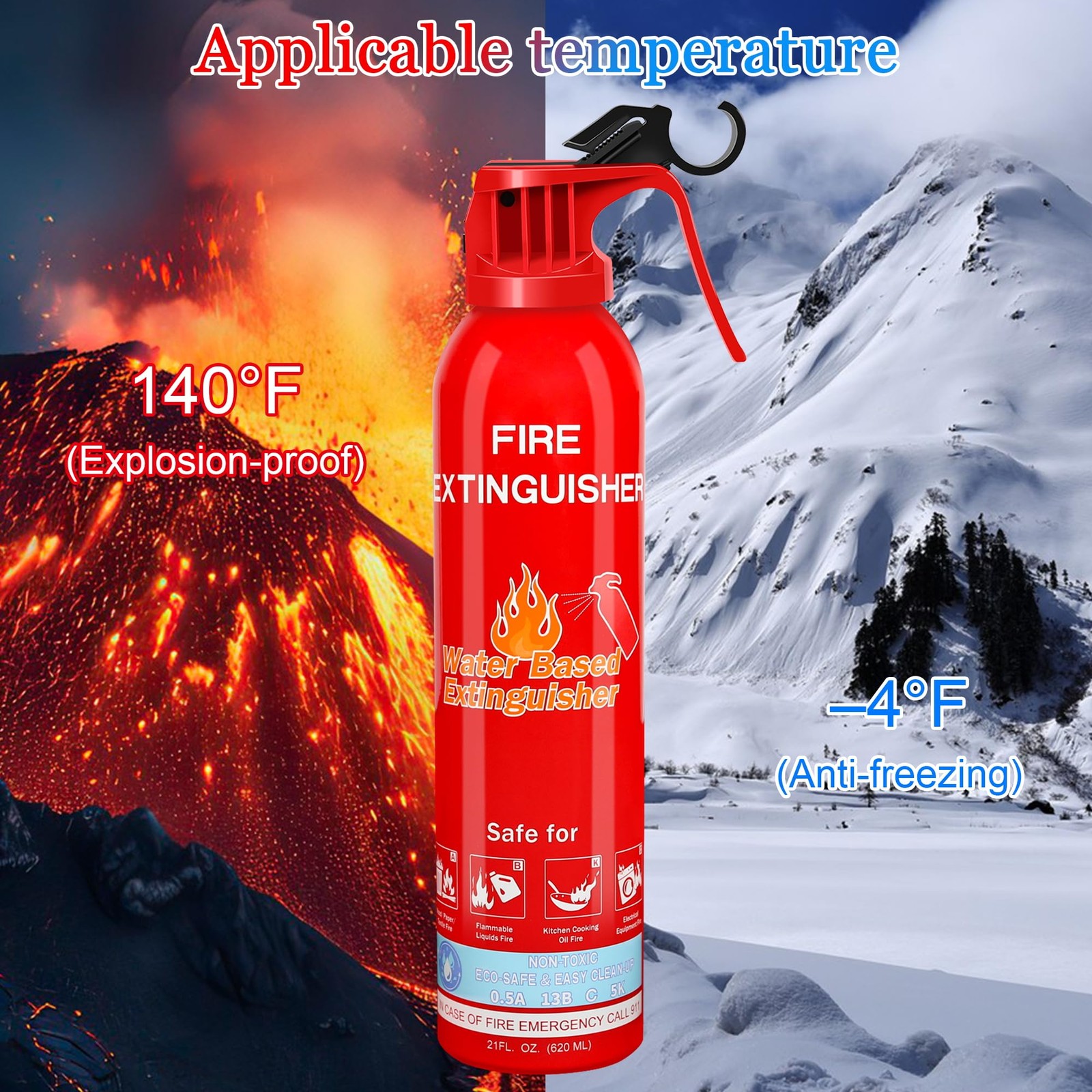 Fire Extinguisher for Home with Mount, 2 Pack Upgraded 8-in-1 Portable Fire E...