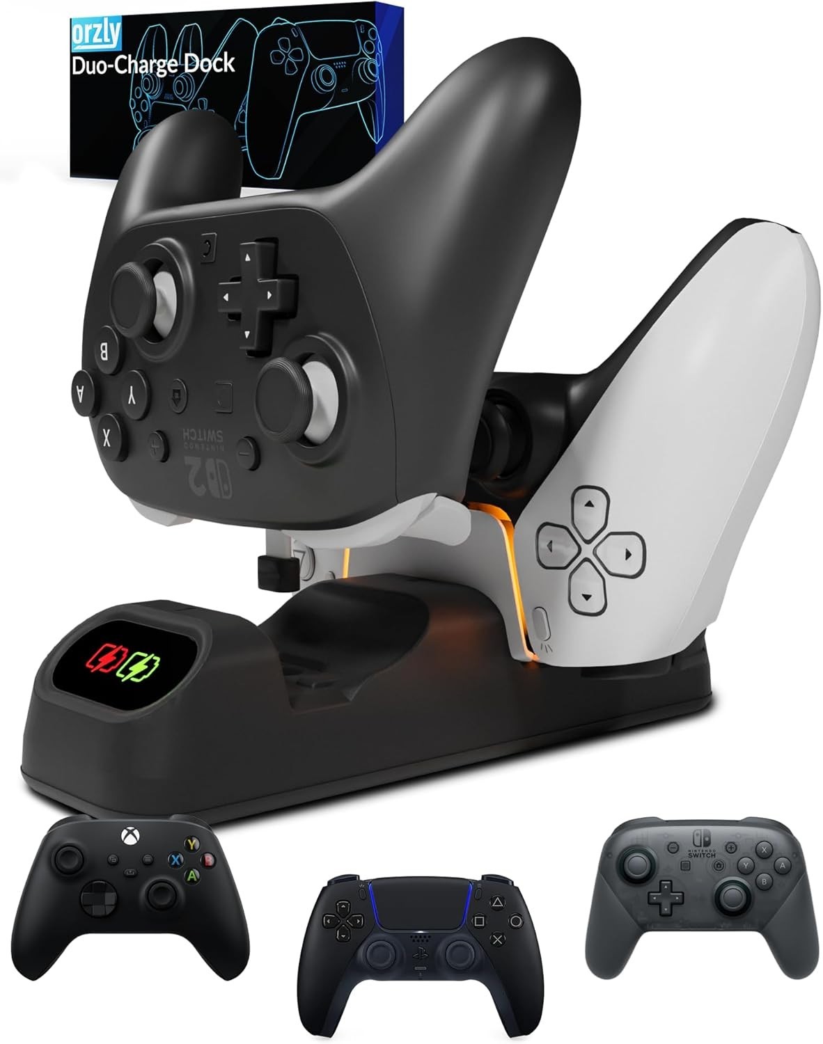 Universal USB-C Controller Charging Dock - Jet Black Duo Charger with Protection