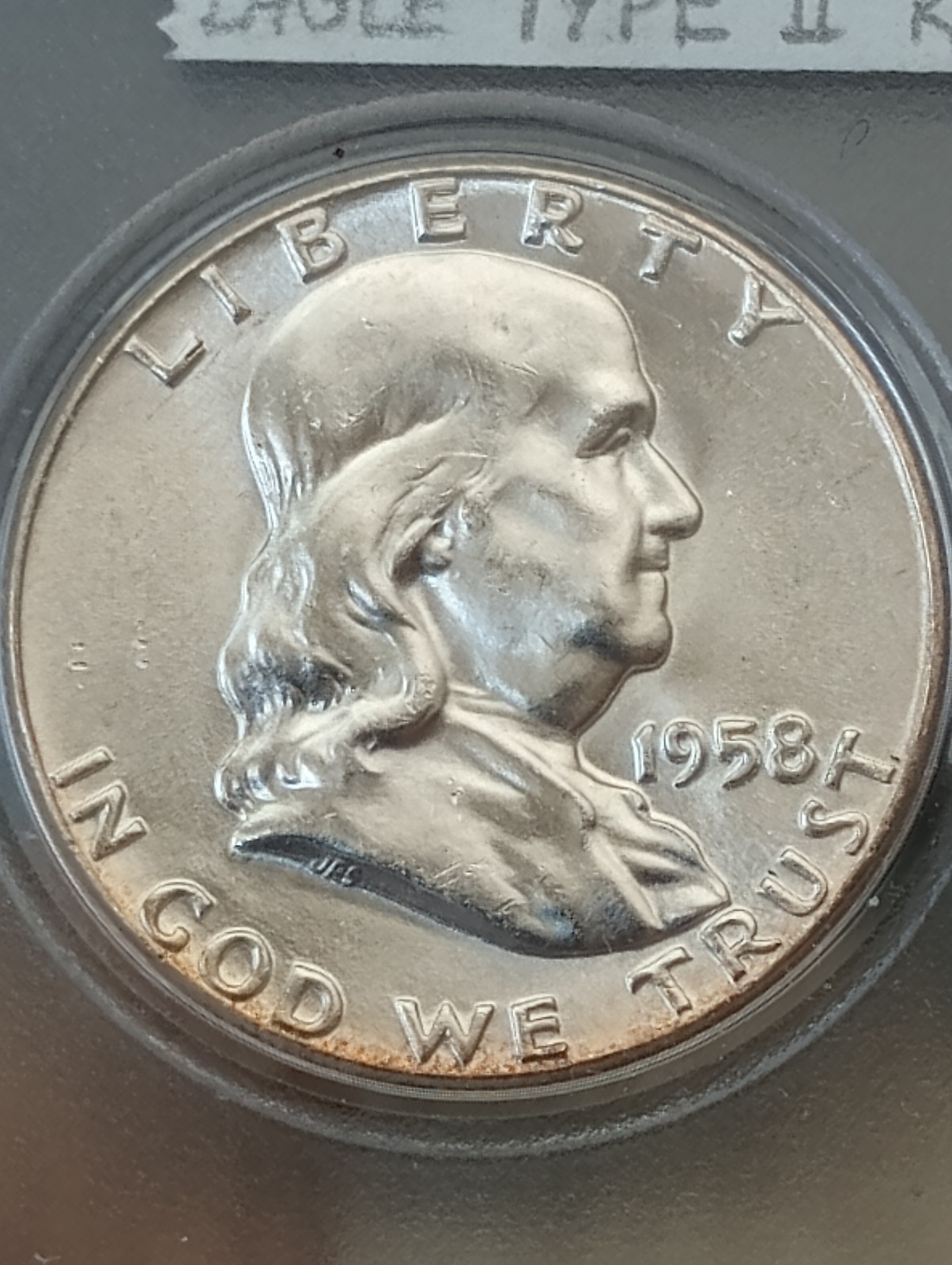 1958 Franklin Half Dollar Gem BU Reverse Eagle Type 2