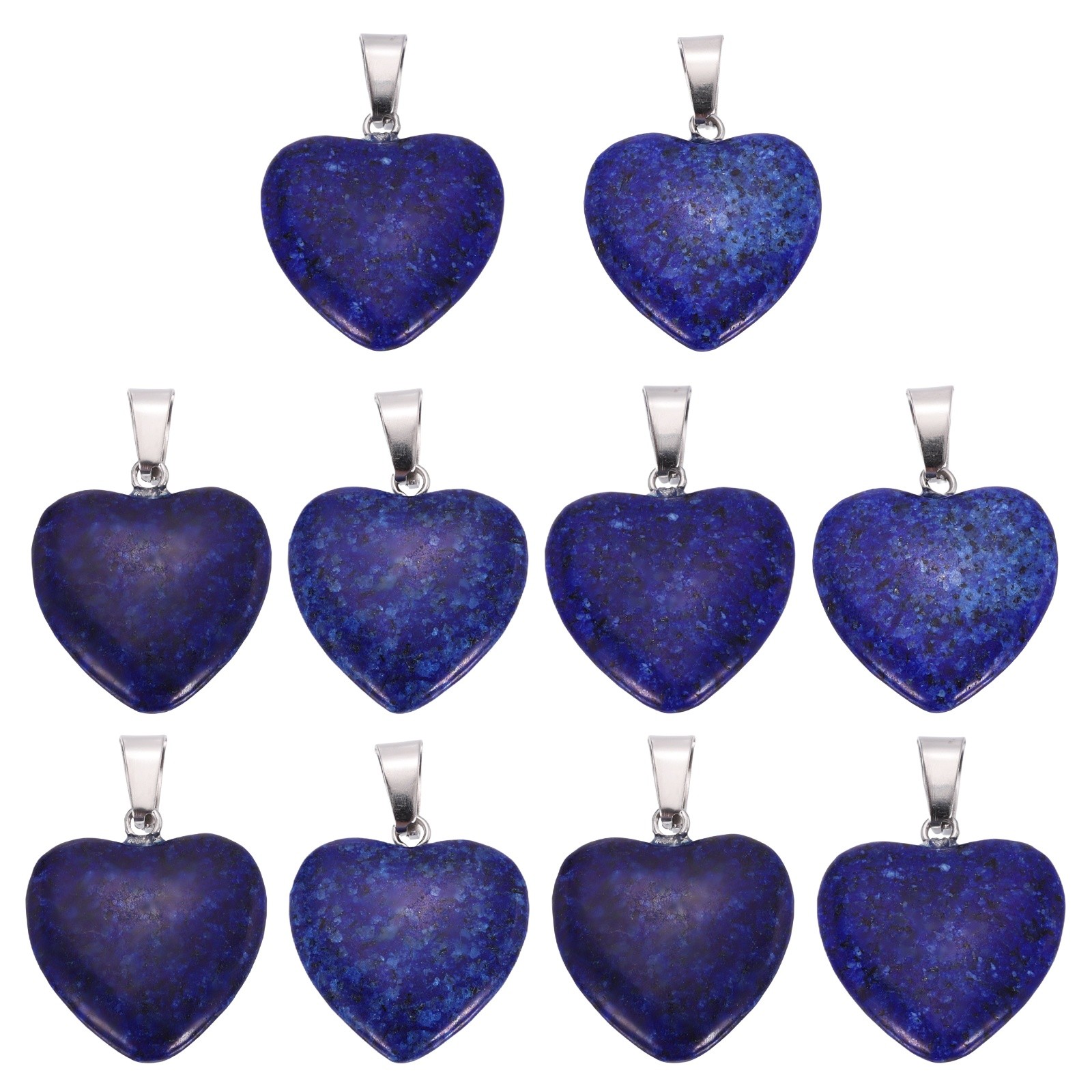 10 Pcs Heart Stone Pendants, 20mm Love Heart Pendants Deep Blue Love Charm
