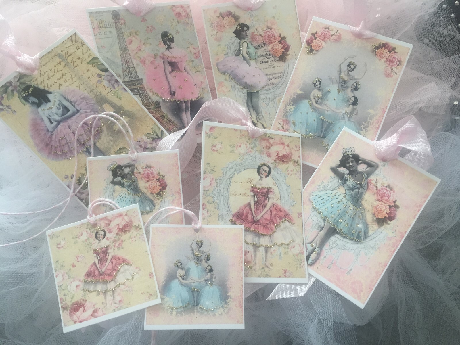 ~OH... so BEAUTIFUL PaSTeL Ballerina  GIFT TagS  Glitter 9 ~