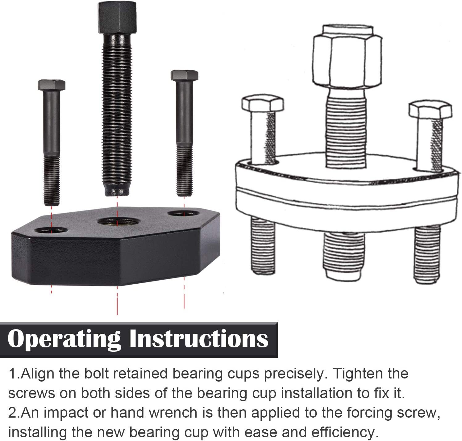 Heavy Duty 10102 U Joint Puller (Class 6-8) & 5192 Bearing Cup Installer Tool