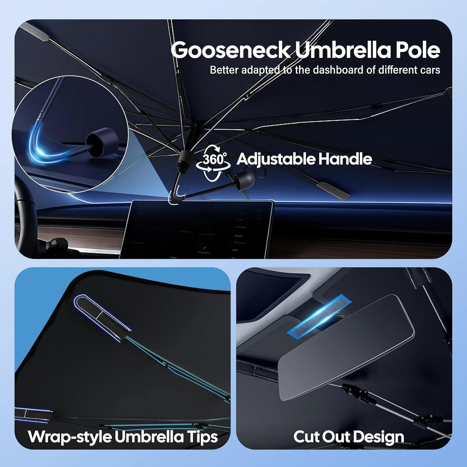 EcoNour Umbrella Windshields Sun Shade for Car | Foldable Umbrella Sun Shield |