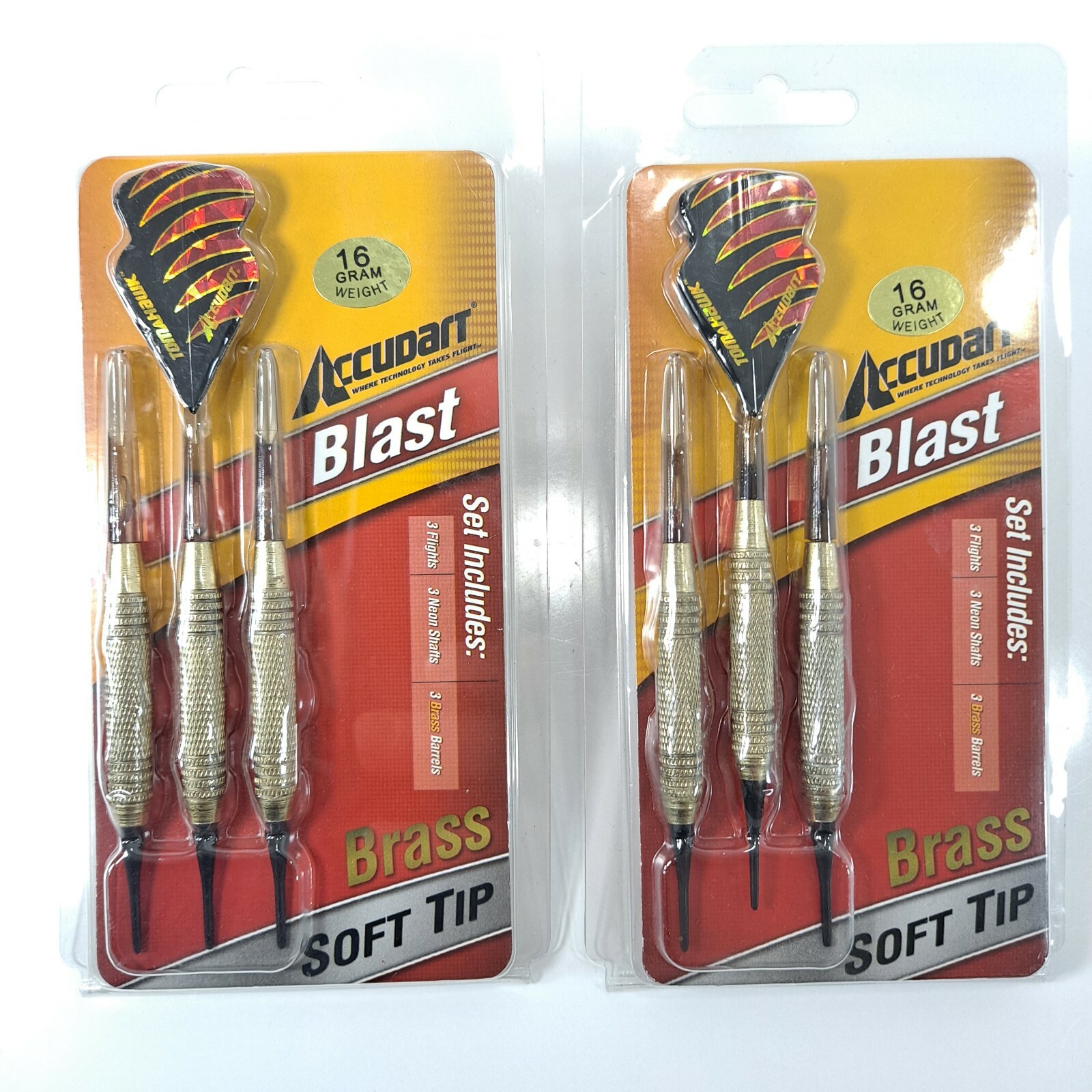 2 x Accudart Blast Sets Tomahawk Soft Tips Darts 16 Gram Weight Brass Barrel New