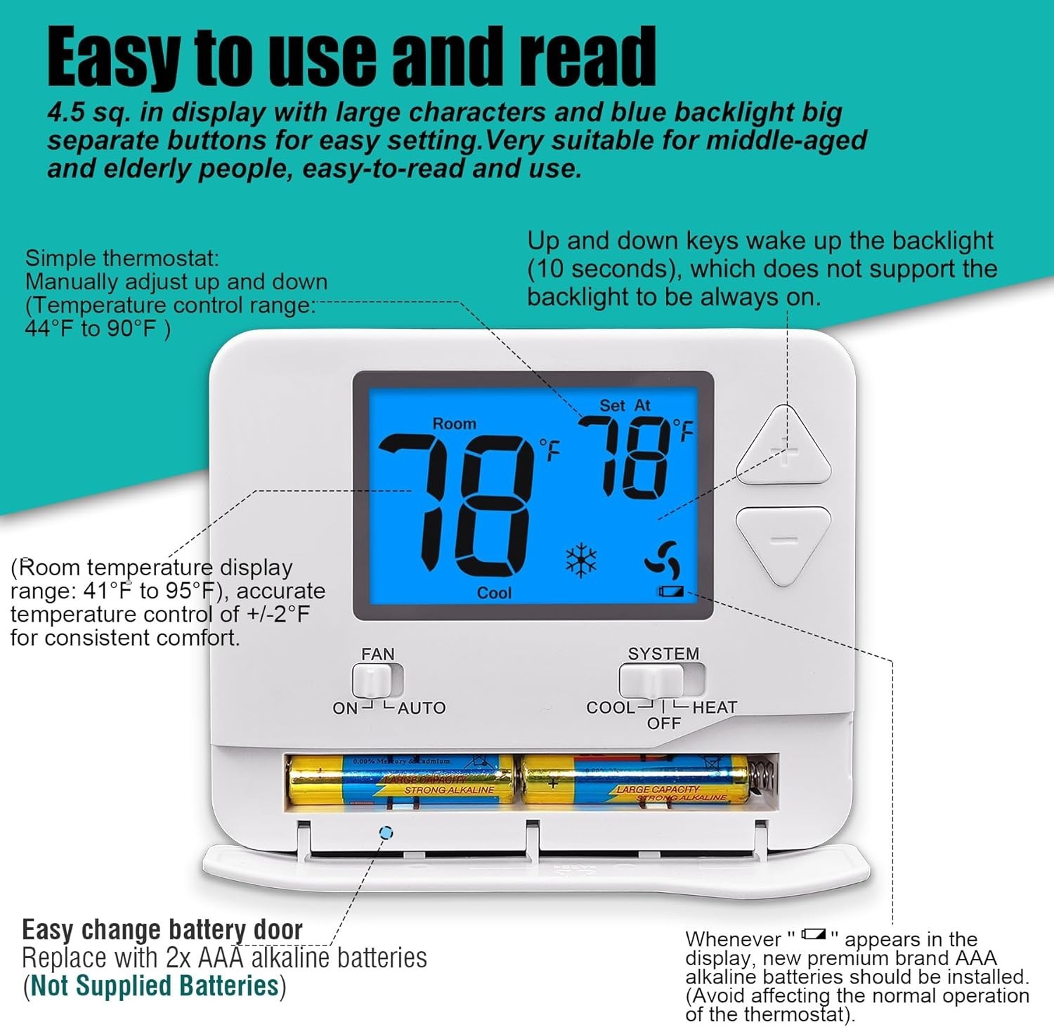 Push Button Thermostat for Single-Stage Systems: Reliable Heating & Cooling