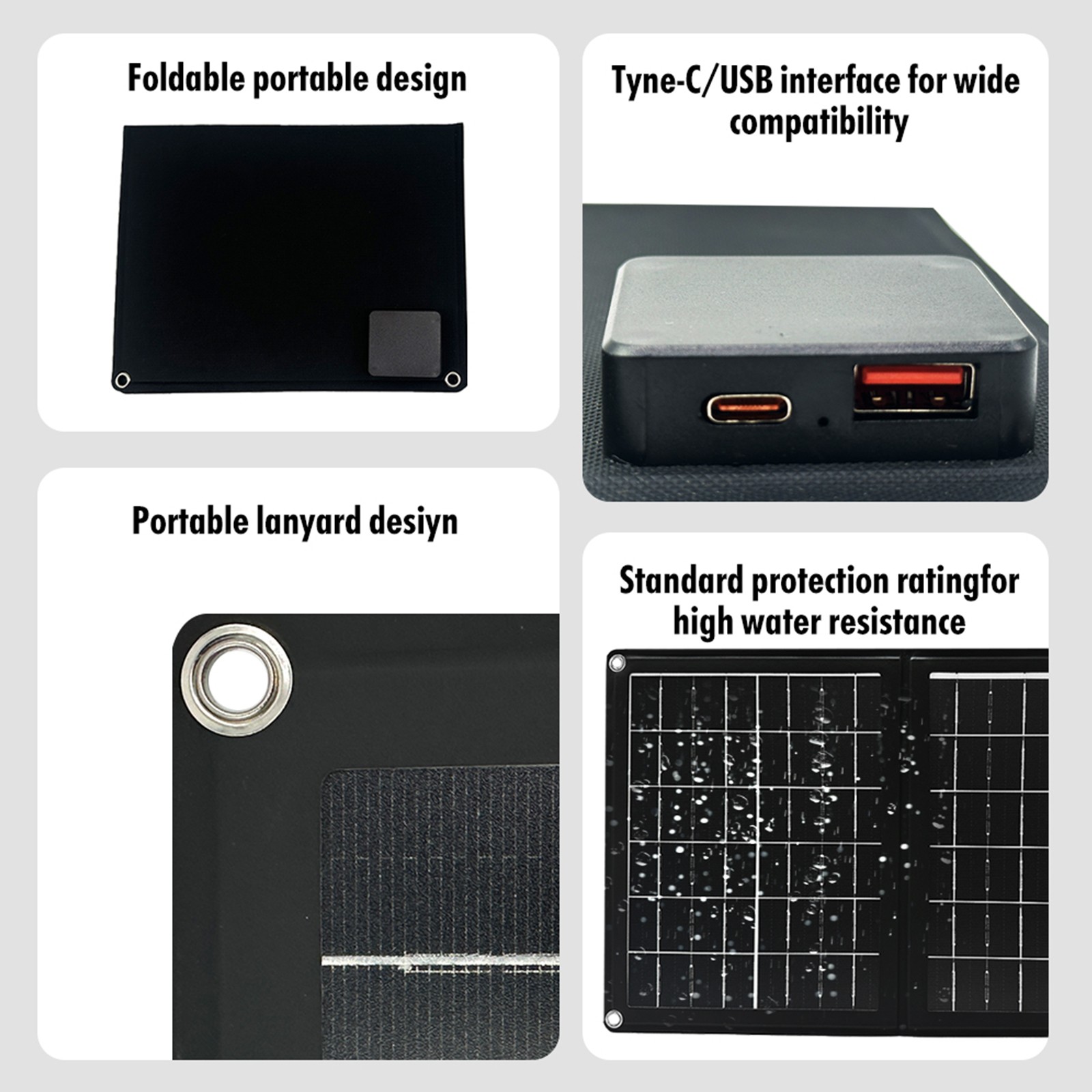 40W Folding Solar Panel USB 5V Output Waterproof Portable Solar Charger