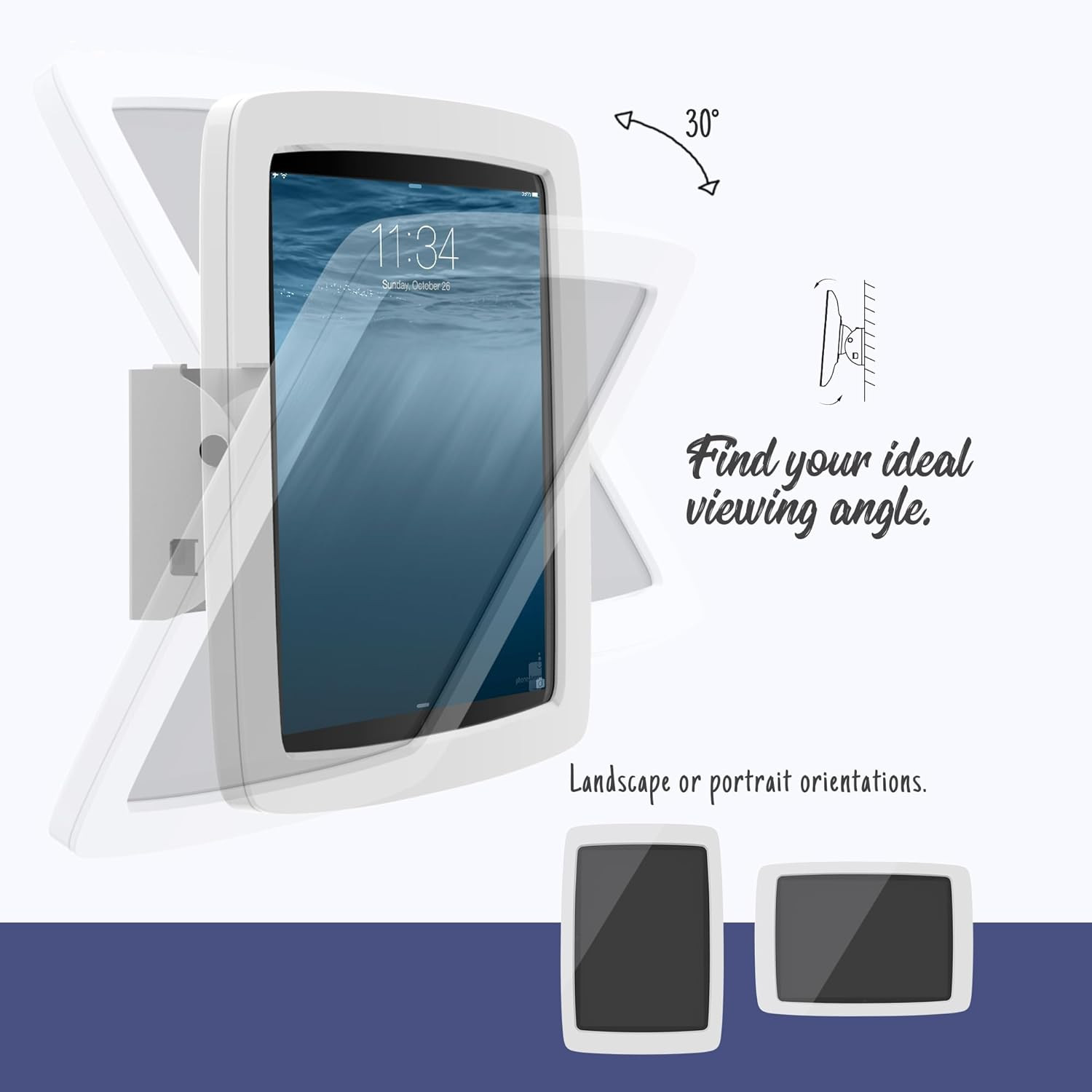 Tablet Wall Mount Lockable Tiltable anti Theft Security - Compatible with 10.9"