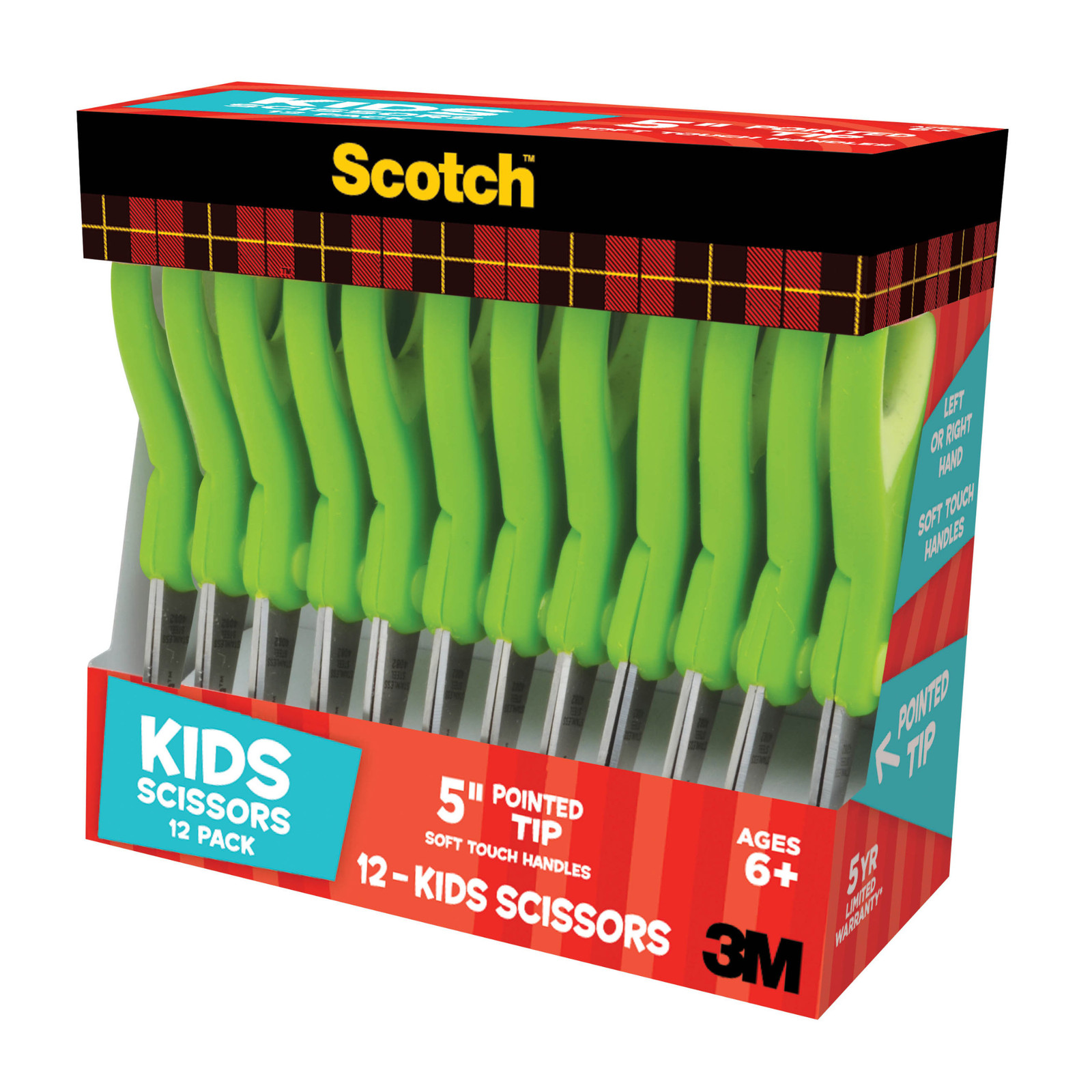 Scotch Kid Scissors [Pointed Tip]: 12-pack (Green) 1442P-12