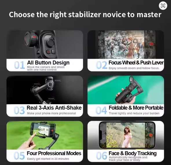 3-Axis Handheld Gimbal Stabilizer SmartXE for Smartphone for iPhone Android