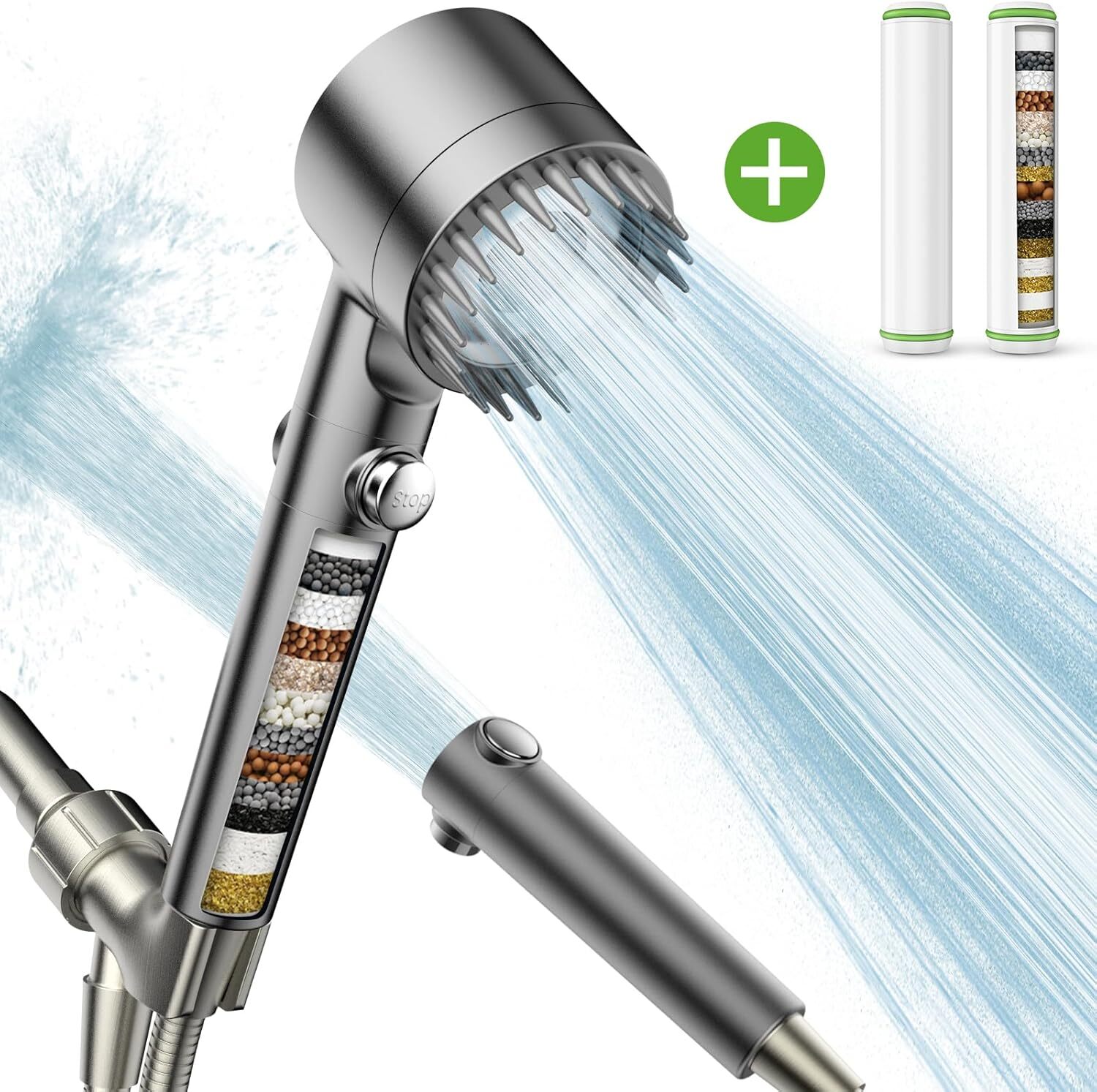 FEELSO Filtered Shower Head with Handheld, High Pressure 4 Spray Rain Showerhead