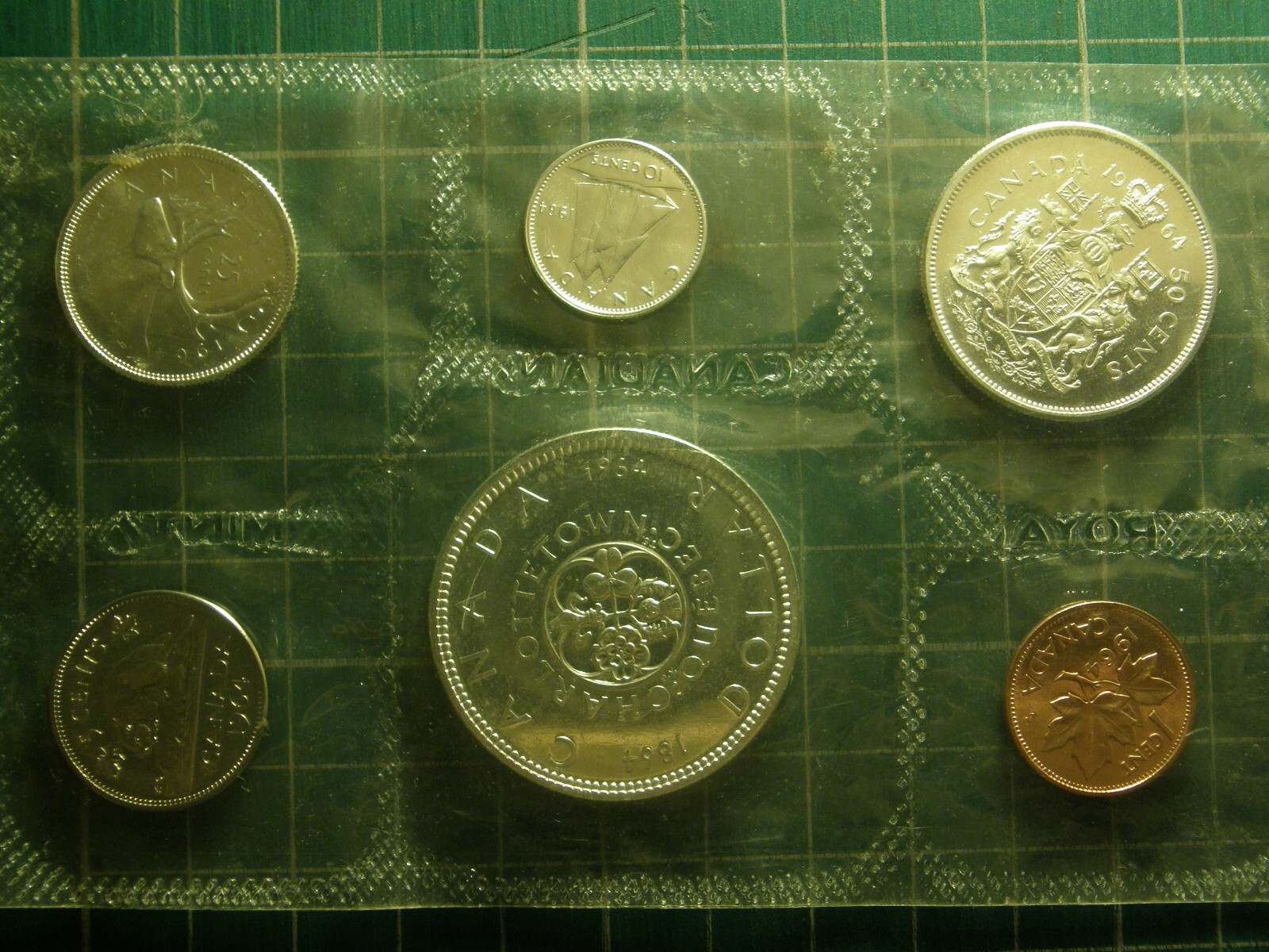 CANADA 1964 UNCIRCULATED 6 COIN MINT SET WITH OVER 1 oz SILVER- sealed pack