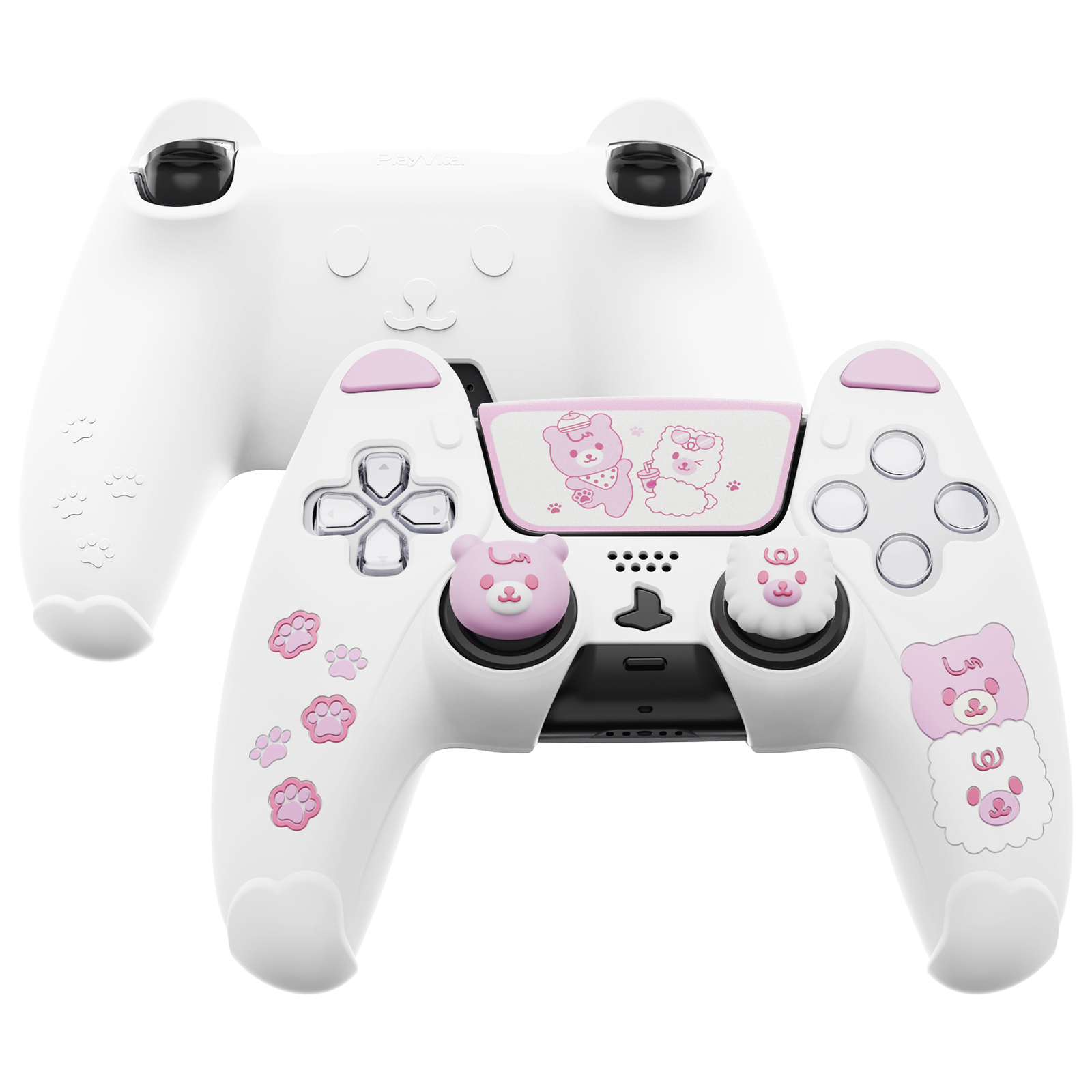 Cute Bear Controller Silicone Case for PS5 Wireless Controller with Thumb Grips