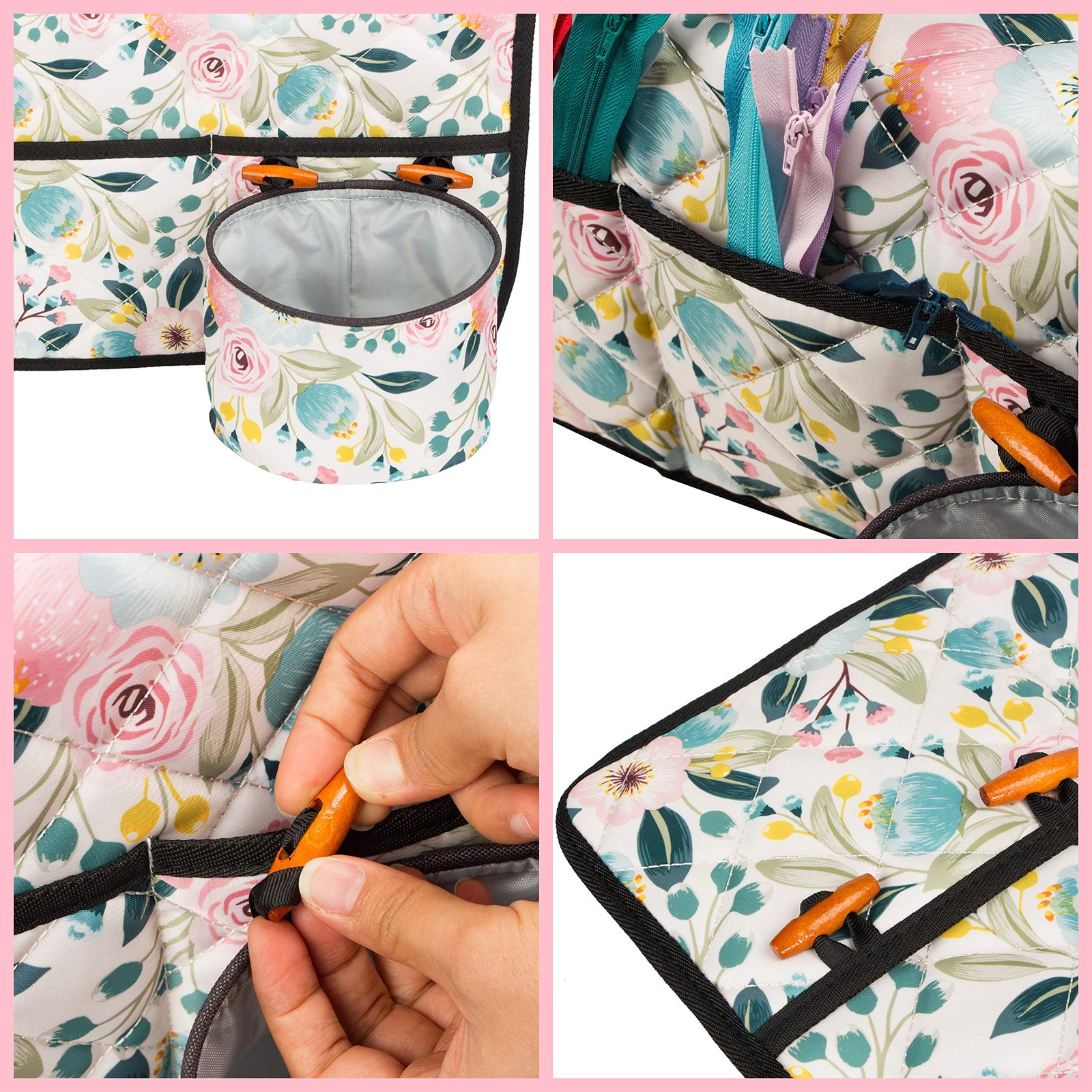 PACMAXI Sewing Machine Pad for Table with 1-Floral With Beige Background