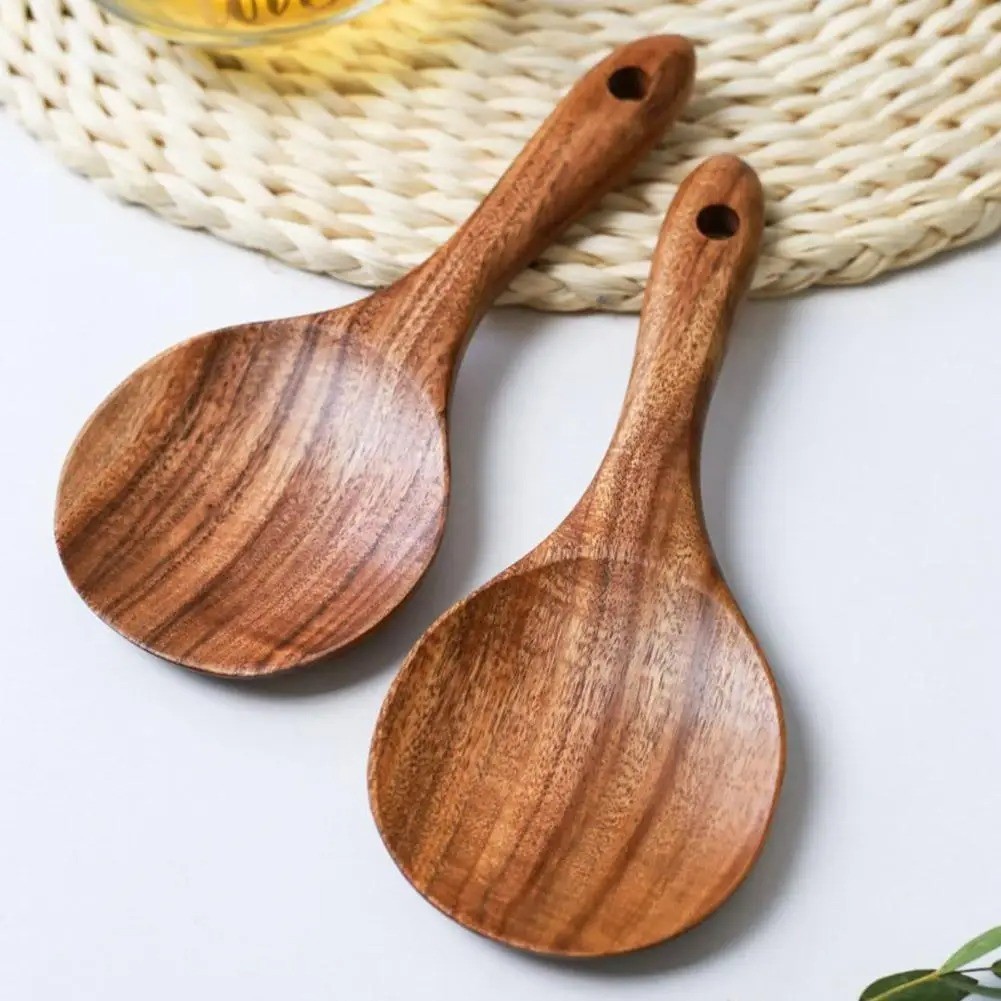 1pc Wood Rice Spoon Rice Paddle Scoop Wooden Kitchen Spoon Ladle Tablespoon Big