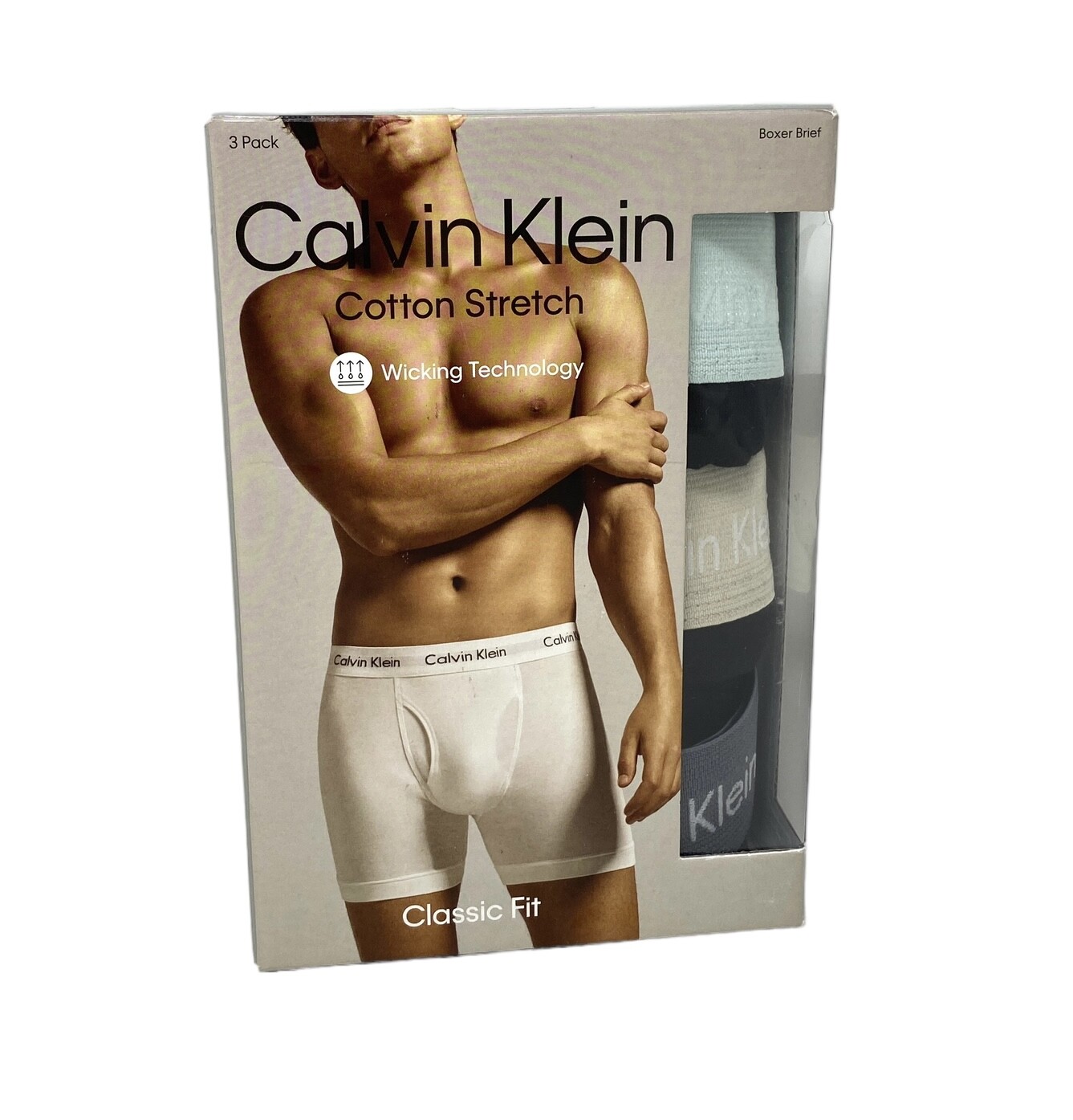 Calvin Klein Cotton Stretch 3 Pack Black Boxer Brief Underwear Men's NB2616953