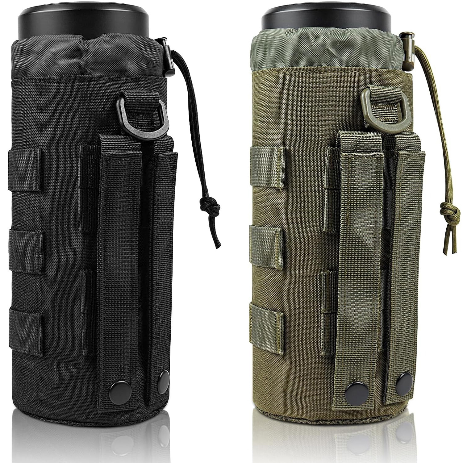 Tactical Molle Military Drawstring Kettle Pouch Holder Travel Water Bottle Pouch