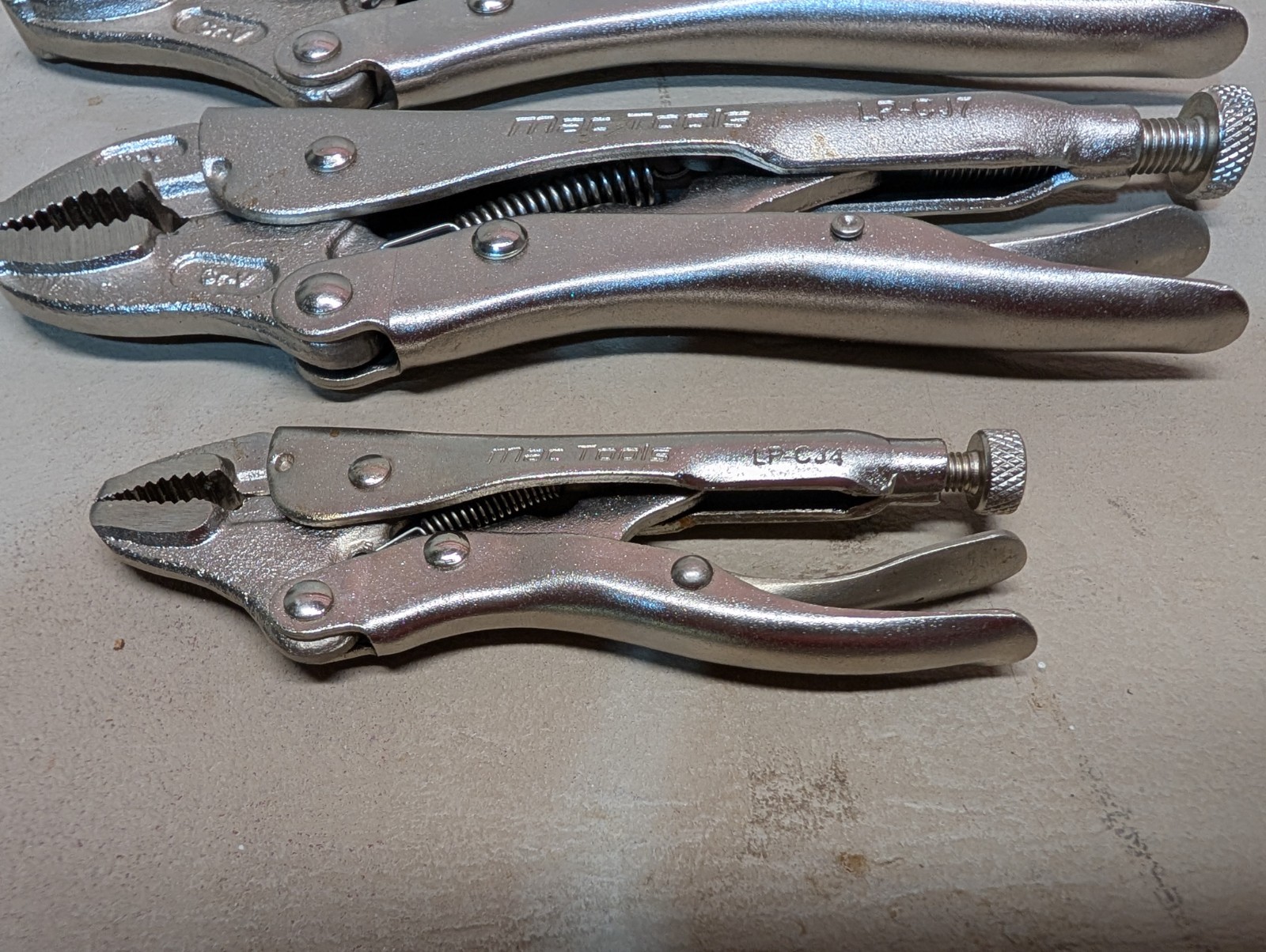 New Old Stock Mac Tools 5 Pc Locking Combination Vice Grip Pliers Set