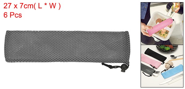 6Pcs Pouch Bag Straw Carrying Cases l & Gray