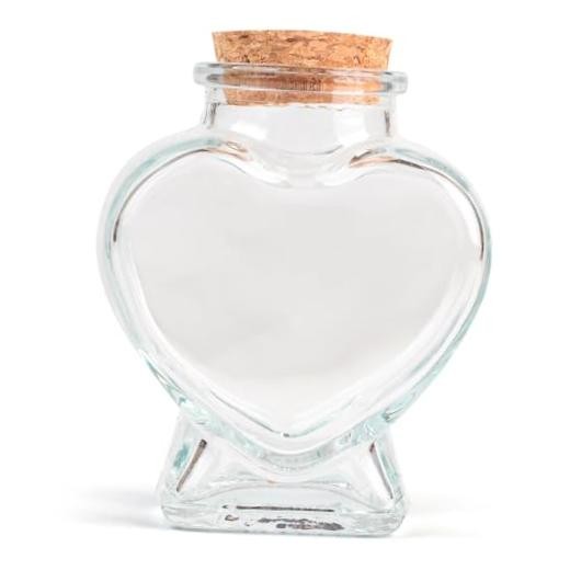Heart Shaped Small Glass Jars with Cork Lids-5oz Clear Decorativ Bottles for