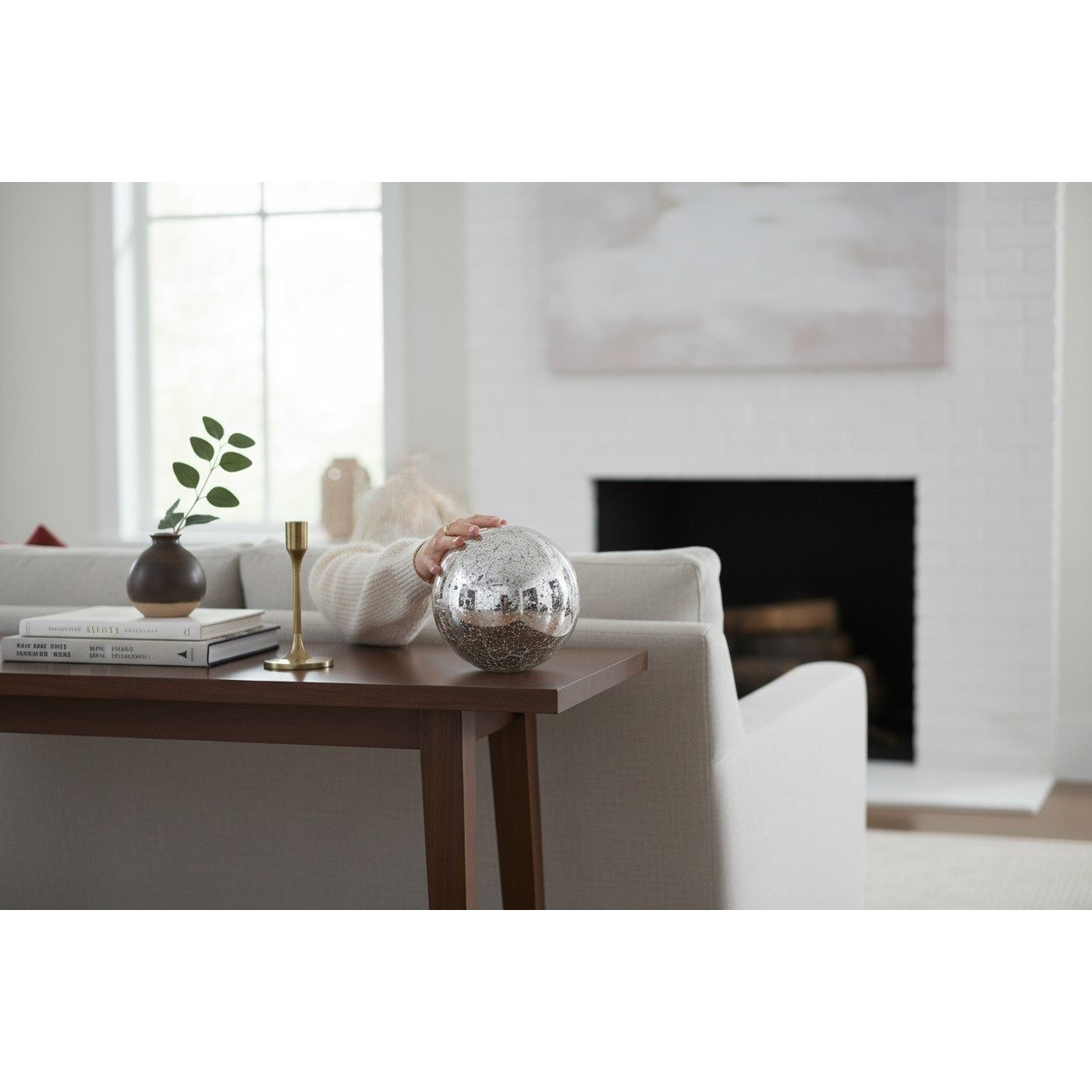 Luminance Collection LED Light Up Orb Small Silver Brand New Mercury Glass Decor