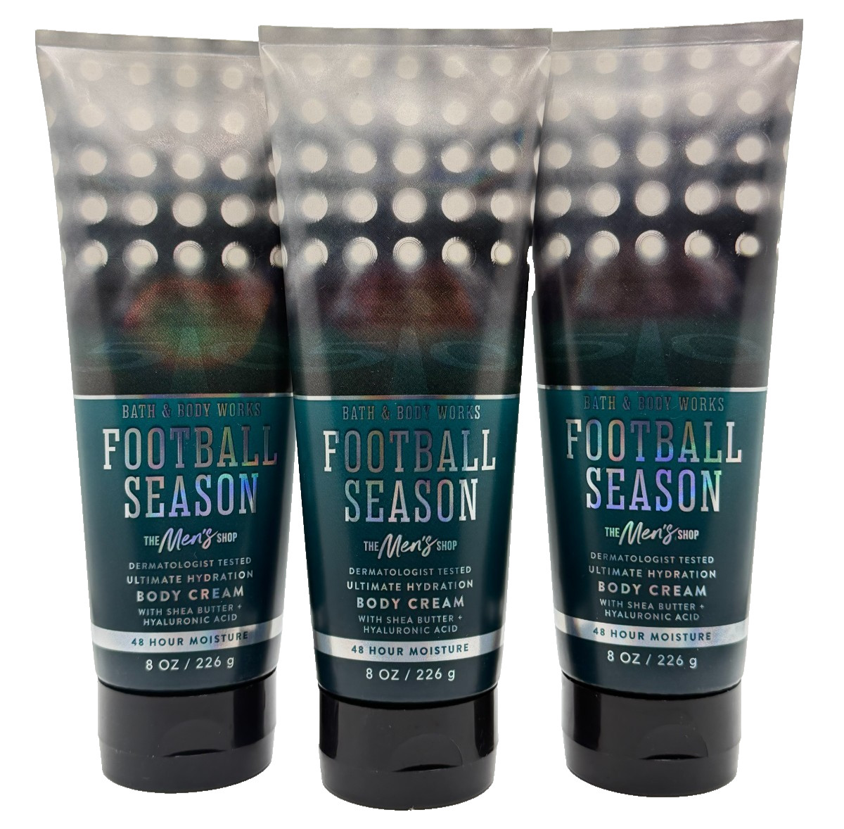 NEW Bath & Body Works Lot of 3 Tubes Men's Football Season Body Cream 8 oz