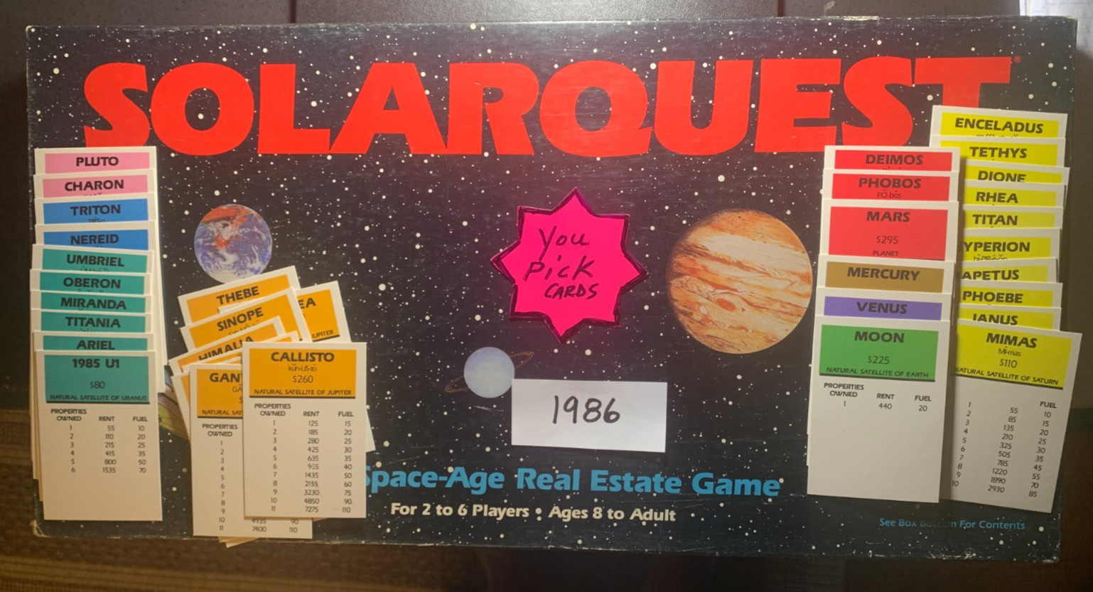 SOLARQUEST GAME    You Pick    DEED CARDS   Game Replacement Cards   1986