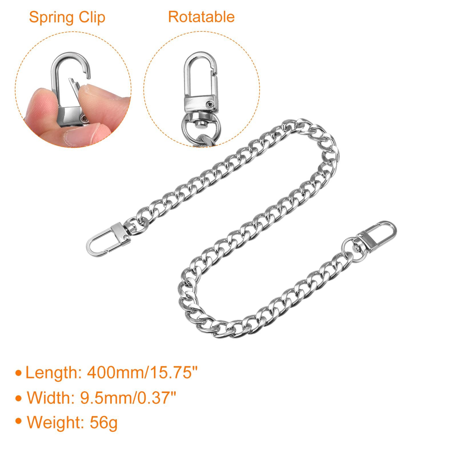 Iron Flat Chain Strap 16" Handbag Chains Purse Straps DIY Replacement Silver