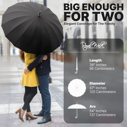 Windproof Large Umbrella for Rain 54 Inch Automatic Open for 2 Persons Wind Resi