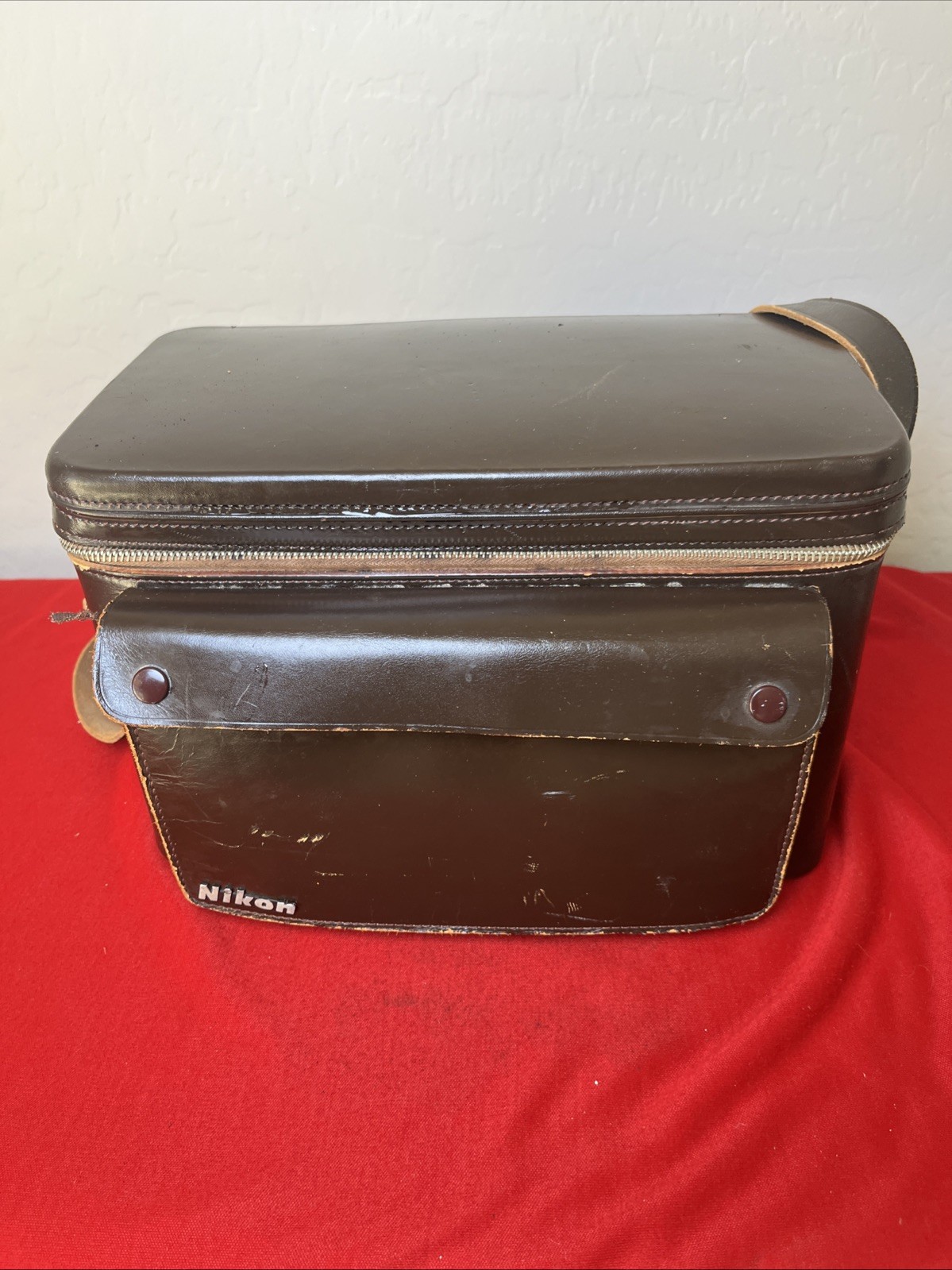 Vintage Nikon hard leather camera bag