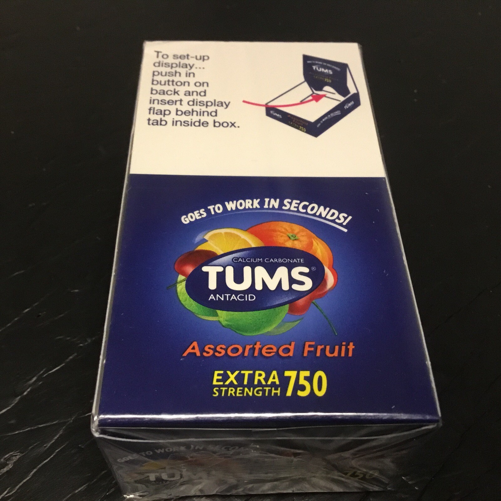 Tums Asstd’ Fruit Extra Strength 750 Antacid Tablets Hearburn Box 12 Rolls 01/28
