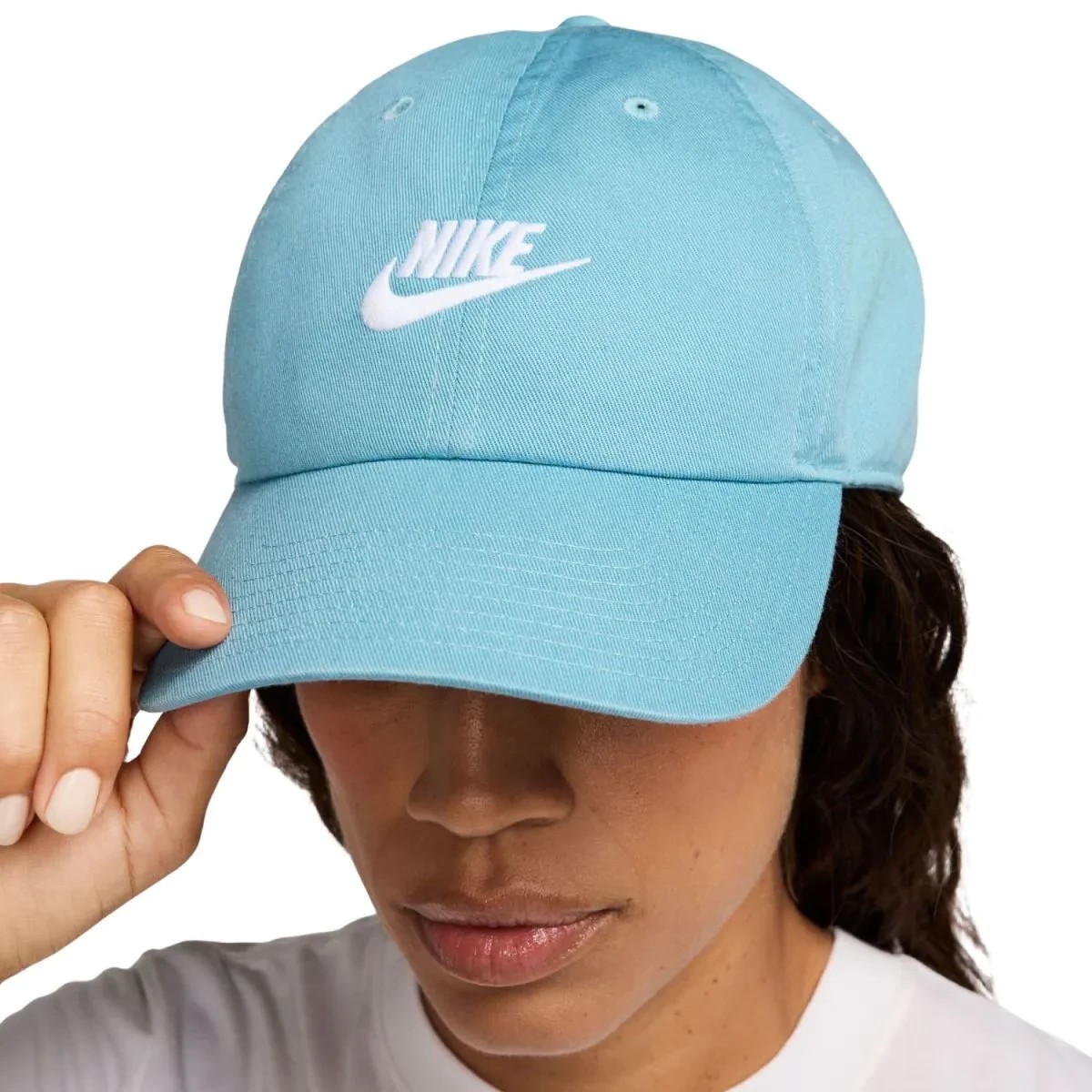 Nike Club Unstructured Futura Wash Cap Size S/M White Blue Hat FB5368 464
