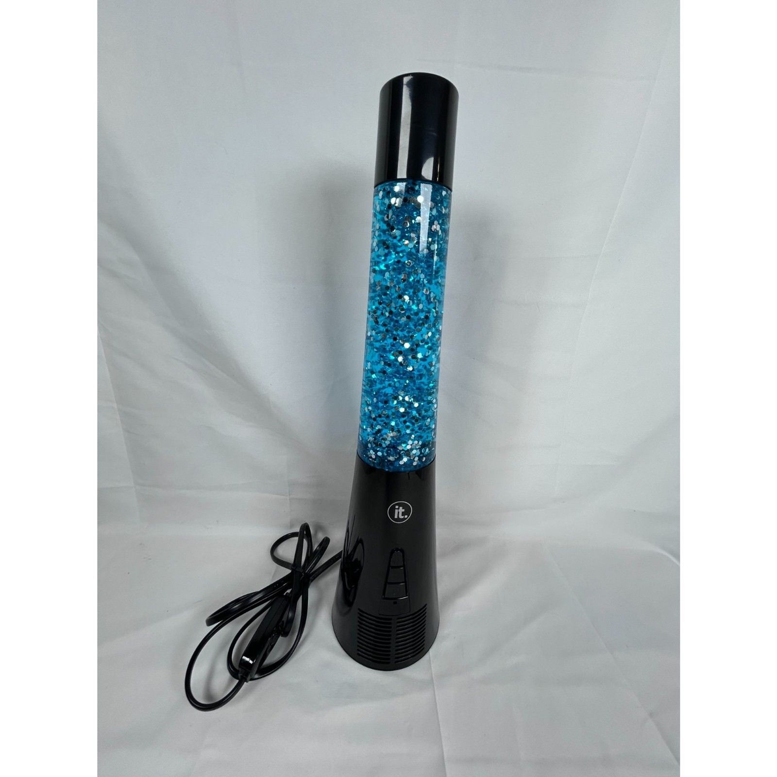 IT Glitter Lamp Bluetooth Speaker Lights Up Switch Blue Black