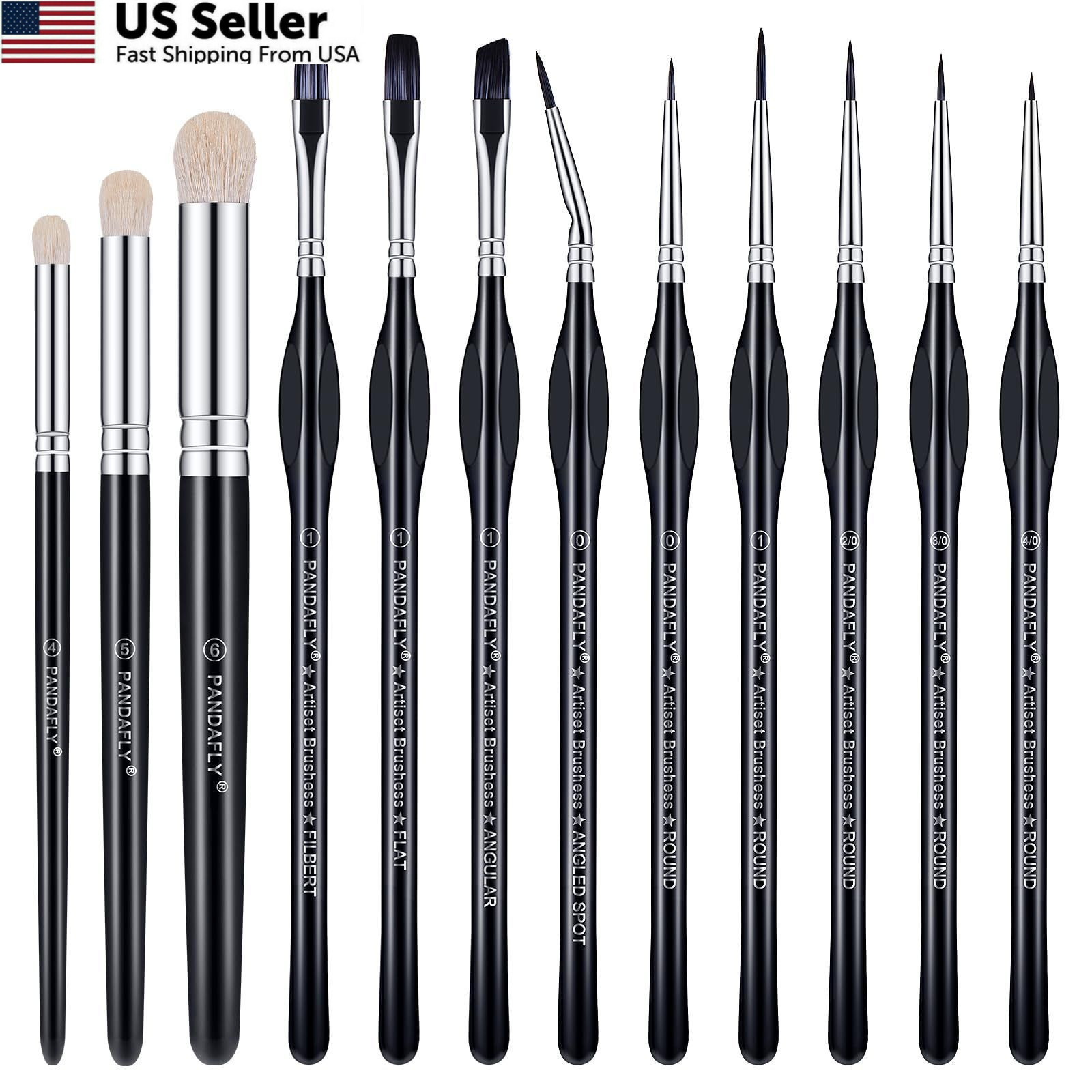 PANDAFLY Miniature Paint Brushes Drybrush Set, 12 Sizes 12 Size, Black
