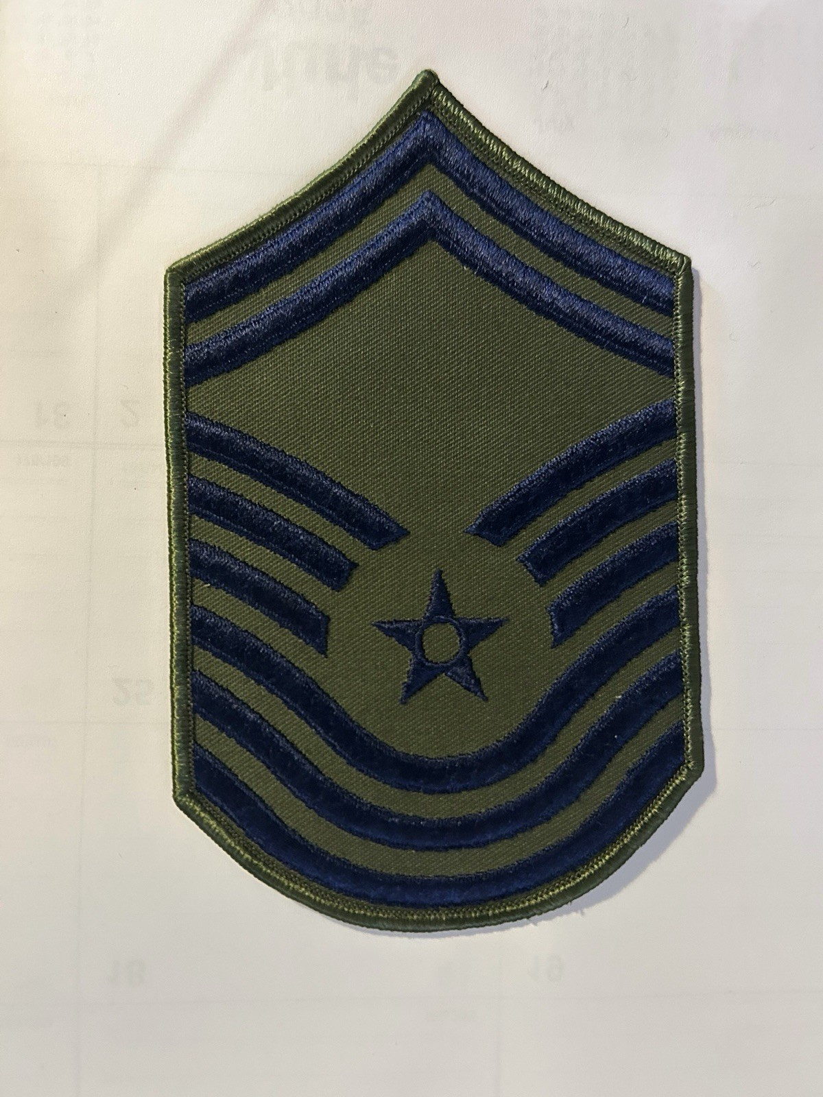 US Air Force Chief Master Sergeant Patch Insignia E-9 E9 Green USAF