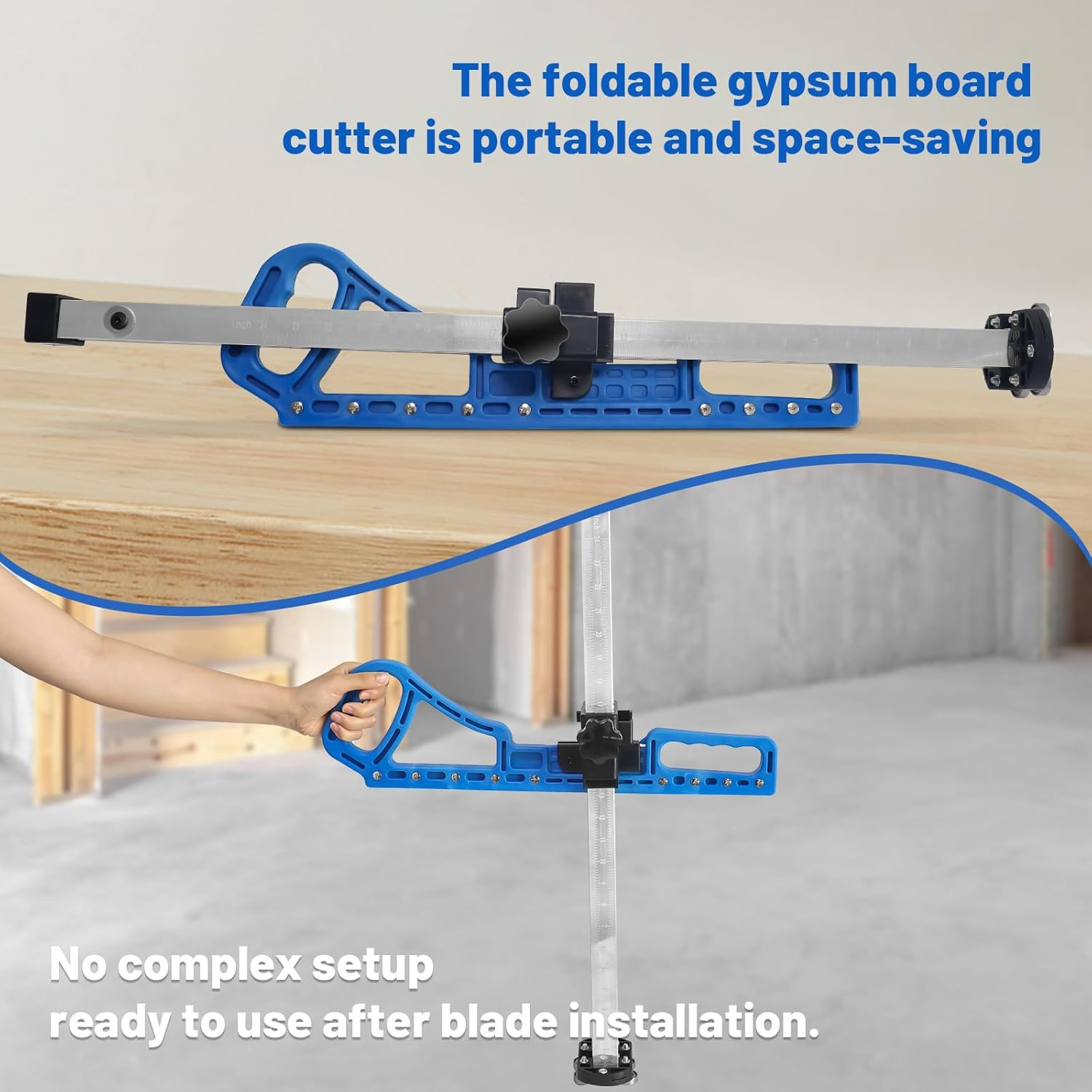 Foldable Drywall Cutting Tool 5/8in Dual Scale Deburring Scraper DIY Cutter Kit